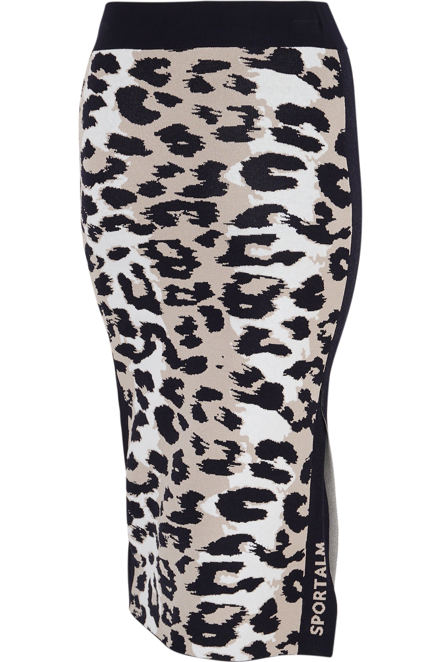 鬆緊腰豹紋提花針織半身裙