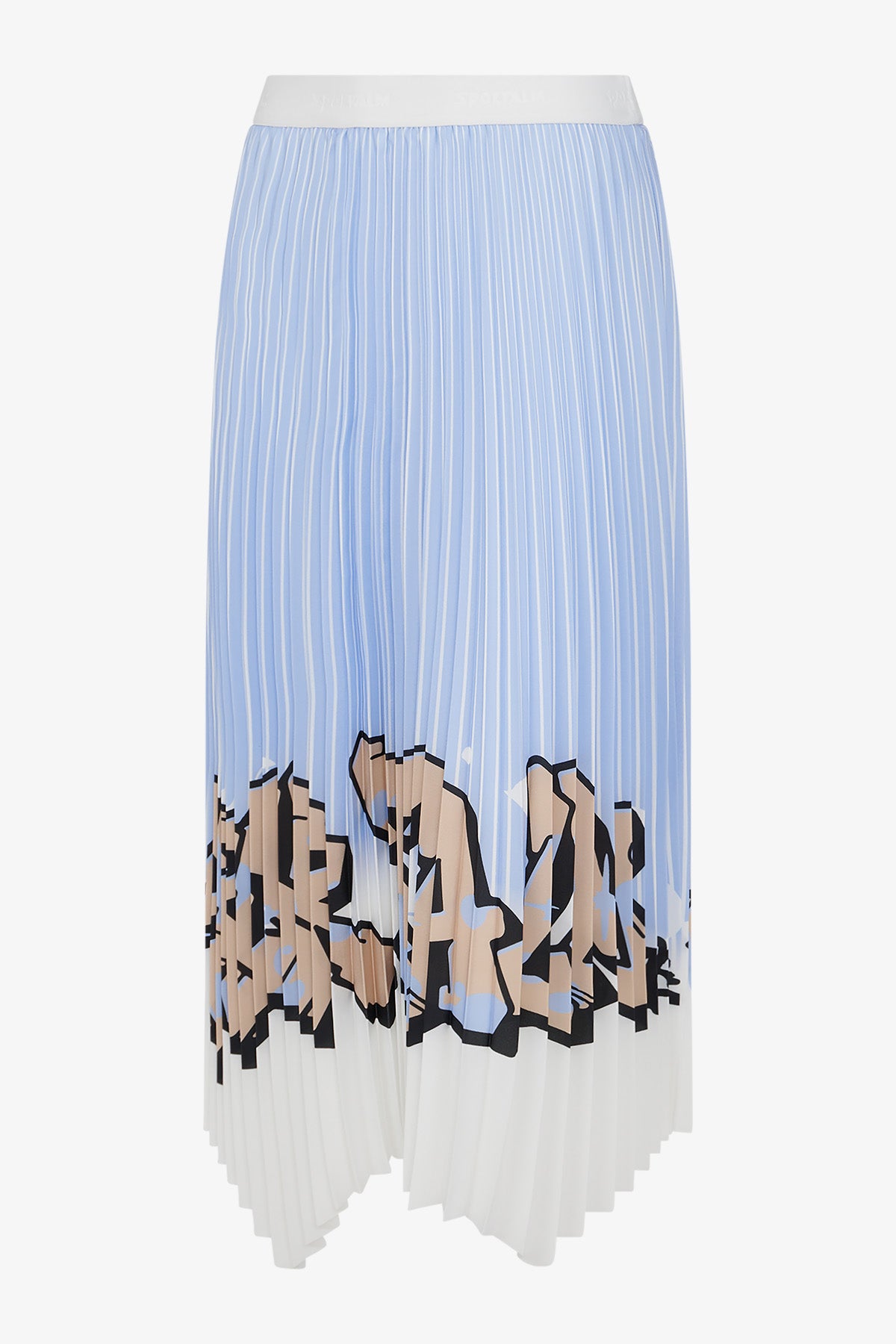 鬆緊腰印花鋼琴褶半身裙