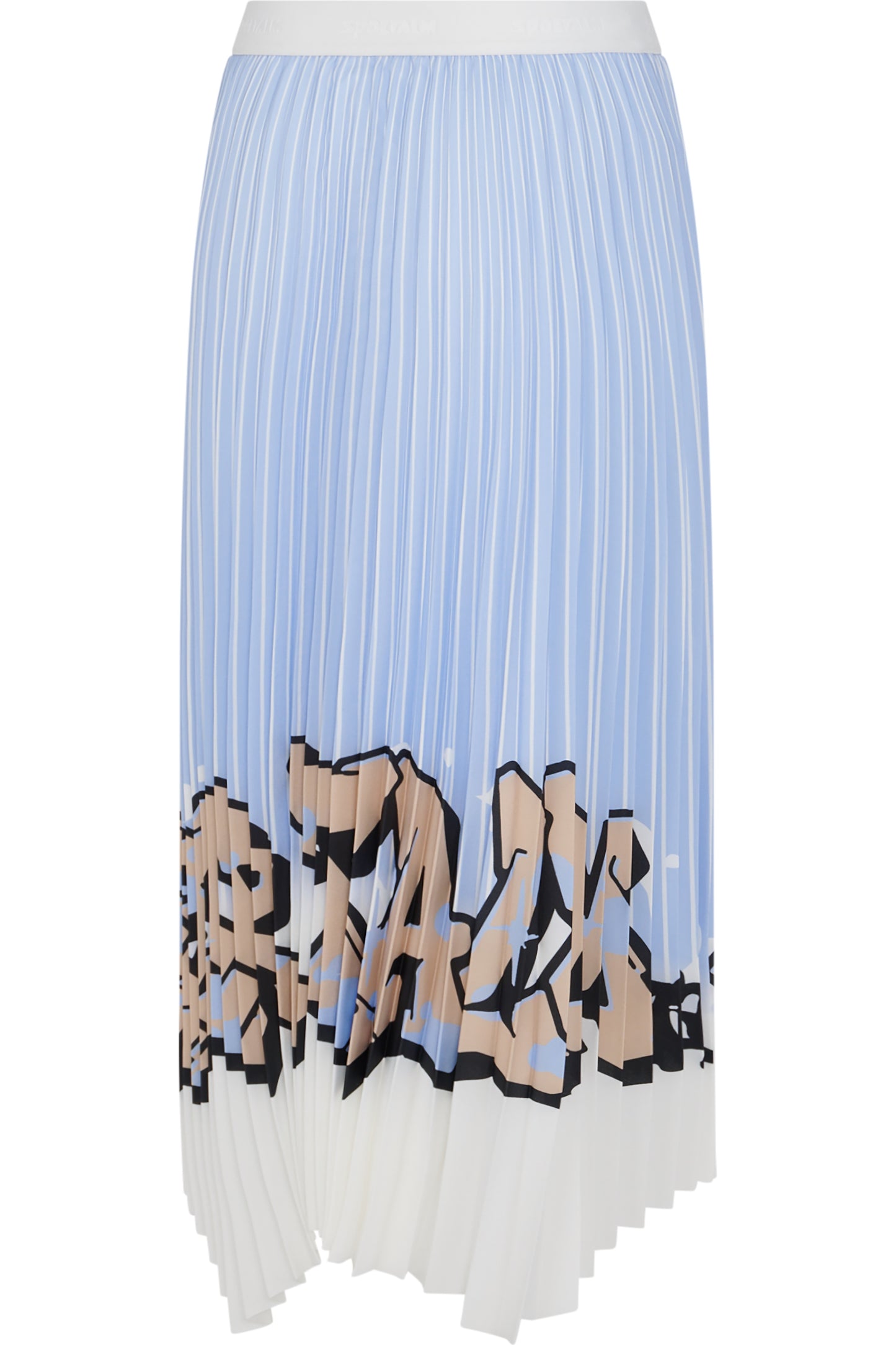 鬆緊腰印花鋼琴褶半身裙