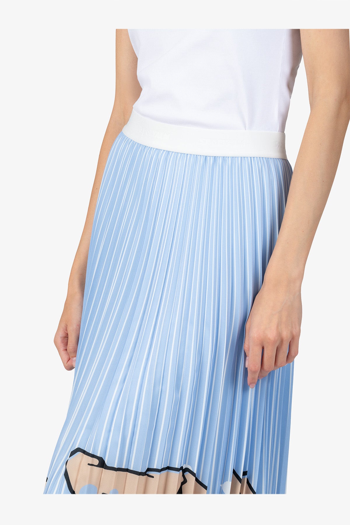 鬆緊腰印花鋼琴褶半身裙