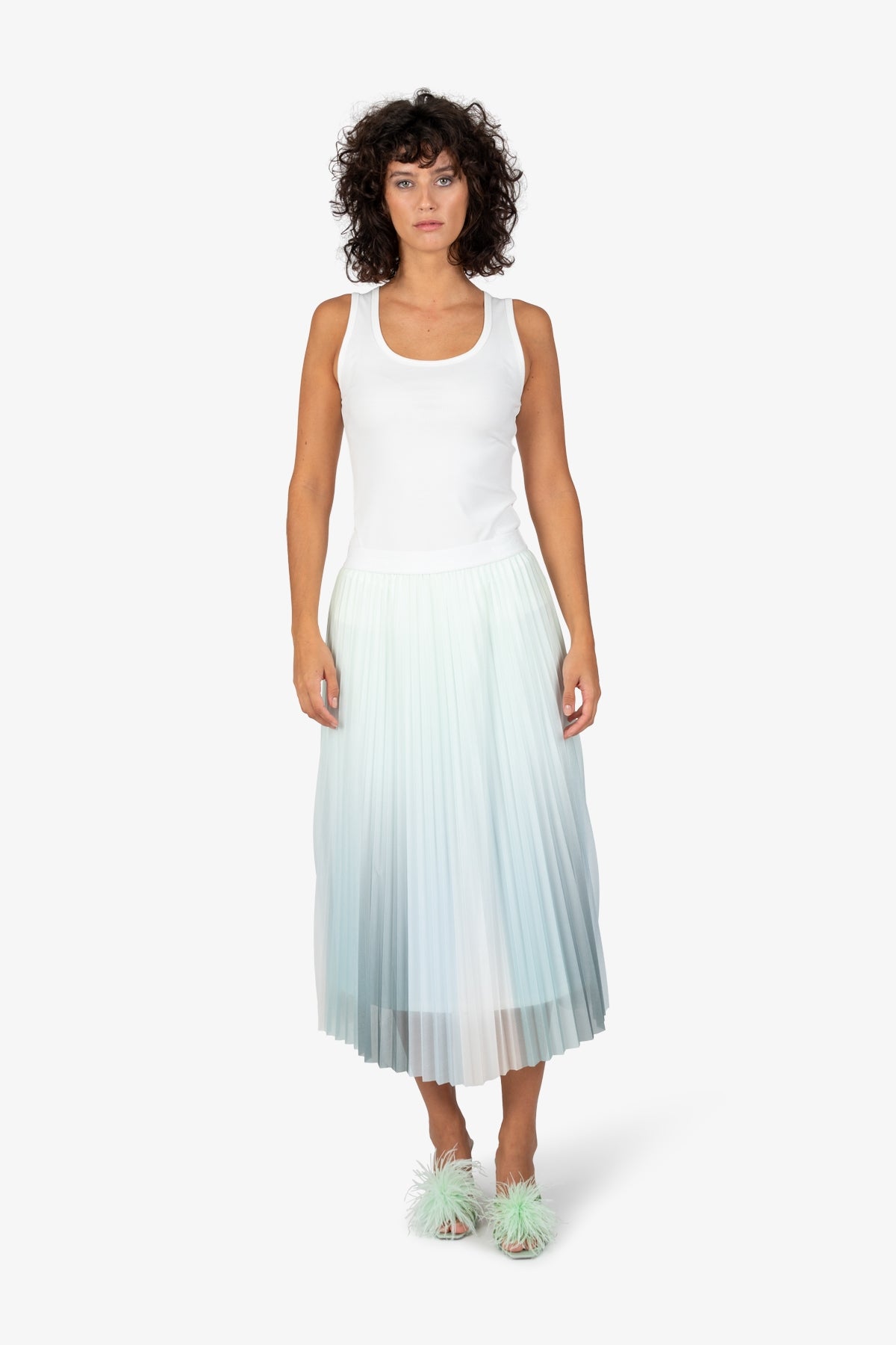 鬆緊腰鋼琴褶半身裙