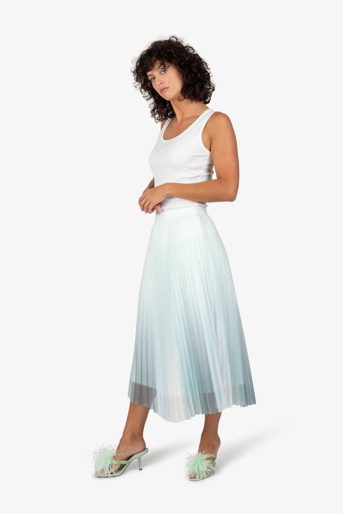 鬆緊腰鋼琴褶半身裙