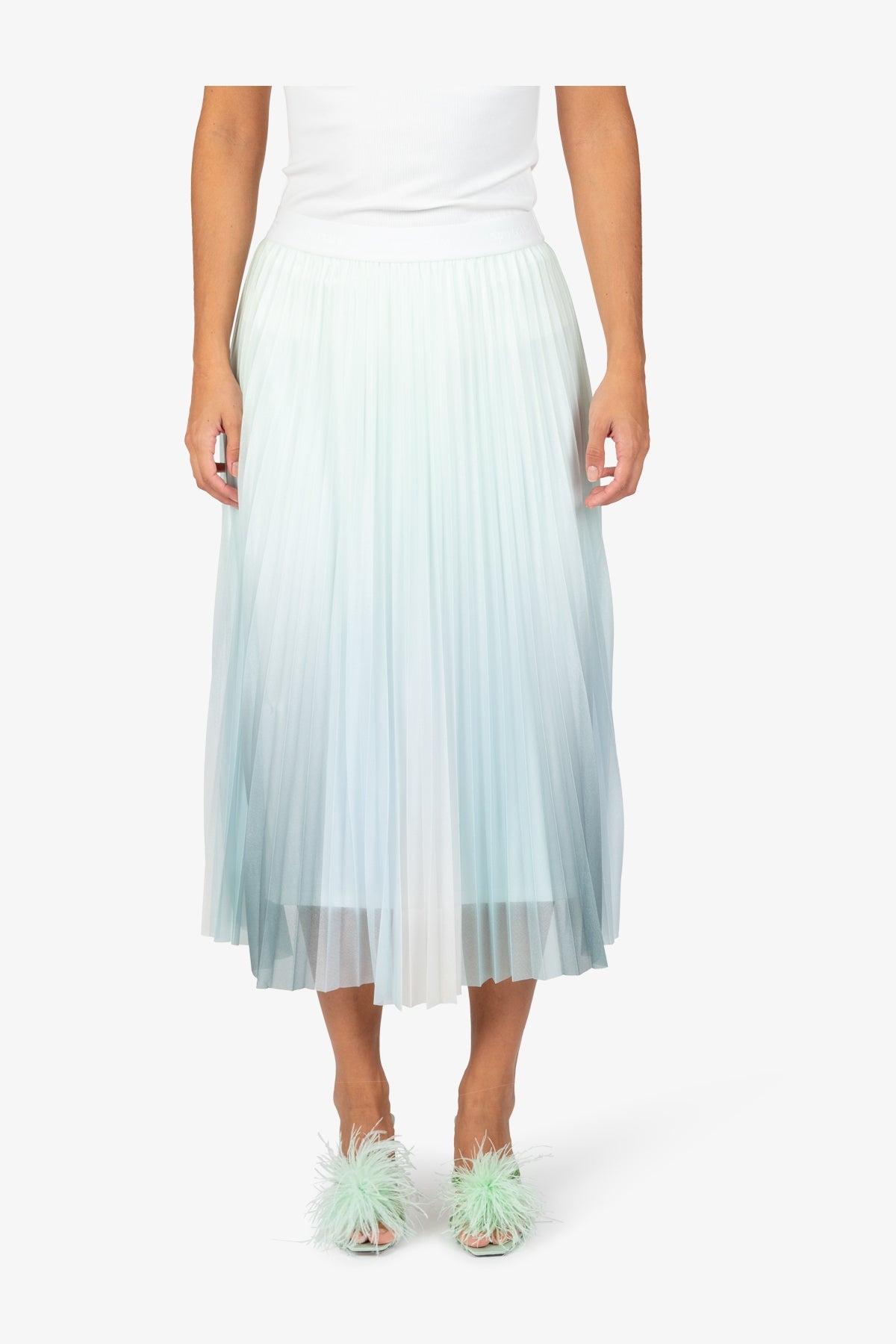 鬆緊腰鋼琴褶半身裙