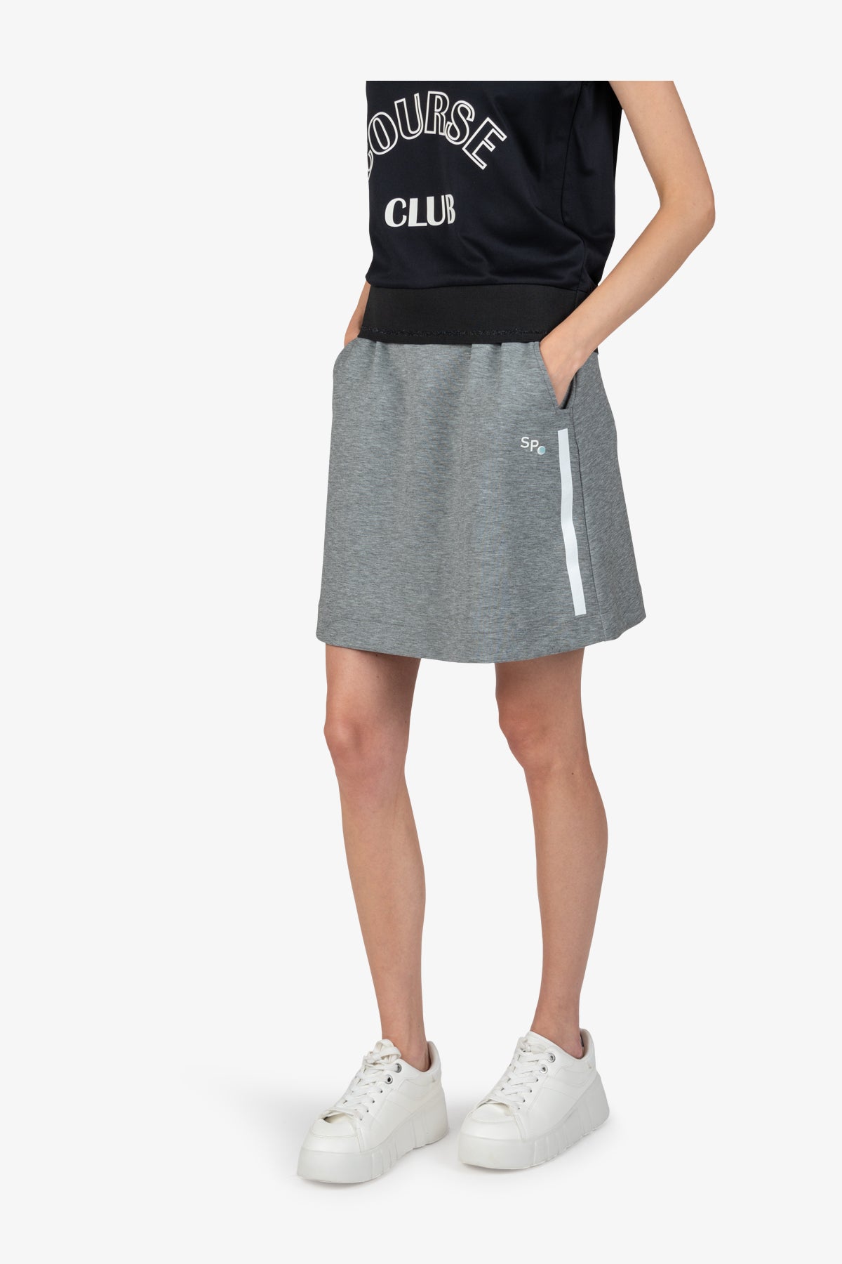 鬆緊腰休閒半身裙