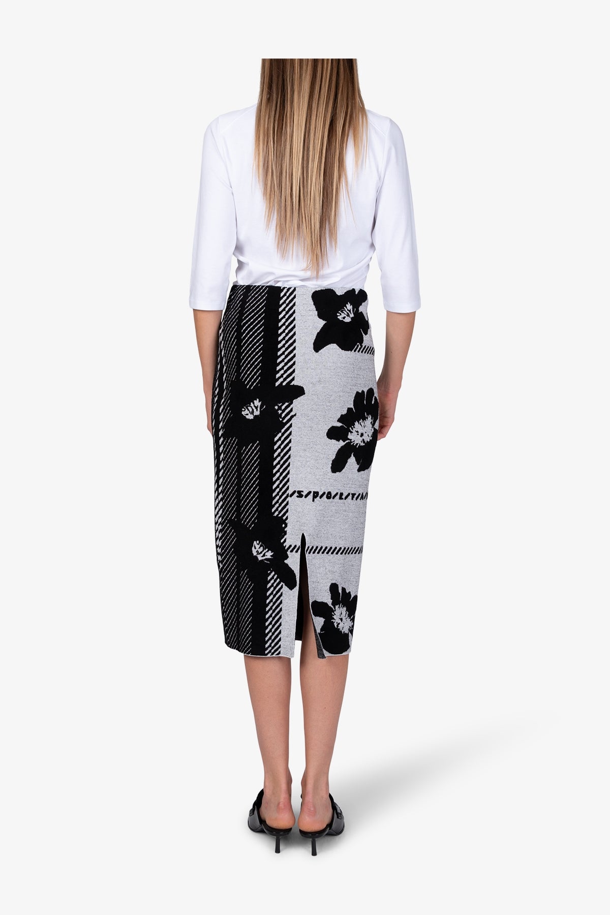 格纹花朵提花半身裙