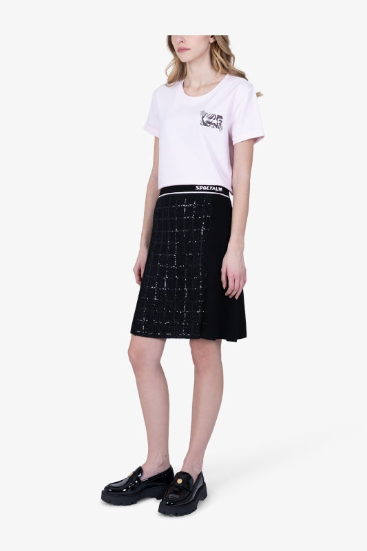 Knitted Skirt with Sequin Knit