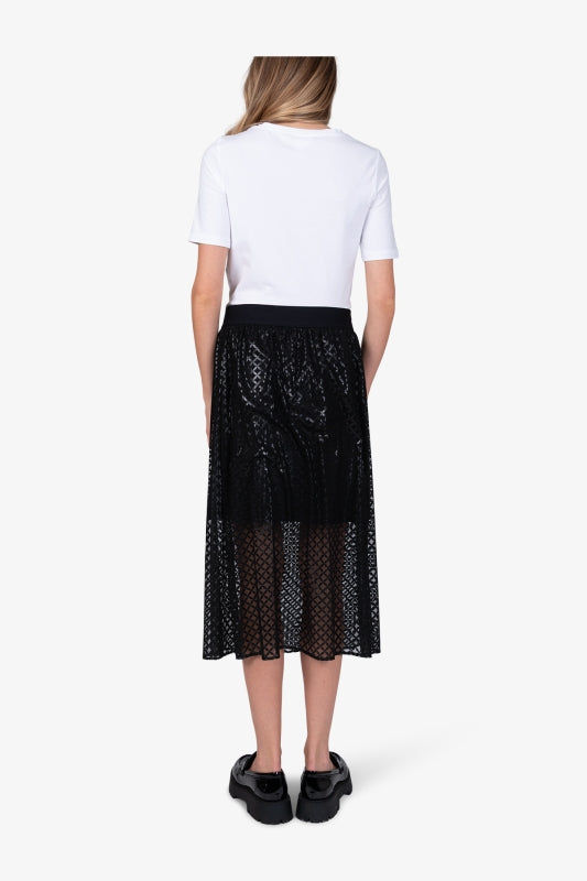 Long Mesh Skirt with Graphic Print