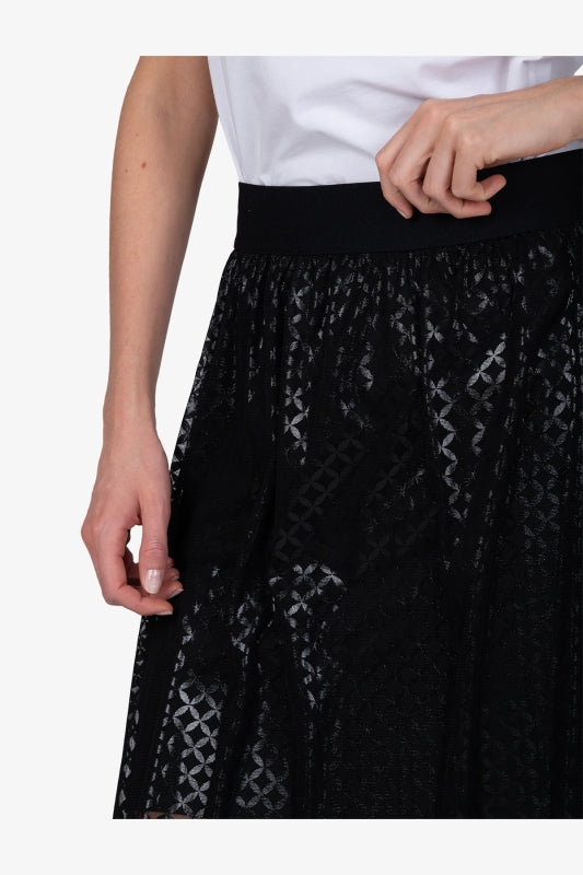 Long Mesh Skirt with Graphic Print