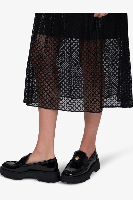 Long Mesh Skirt with Graphic Print