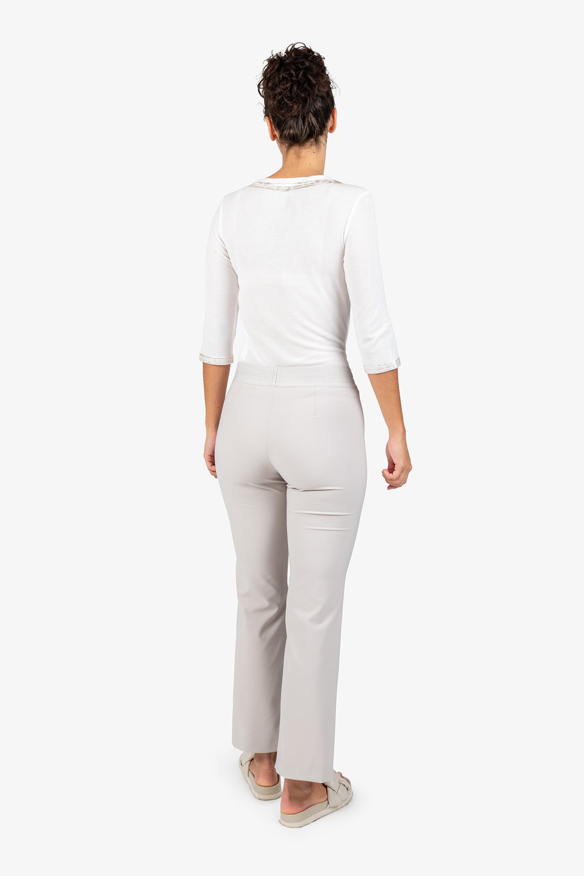 Logo印字鬆緊腰修身長褲