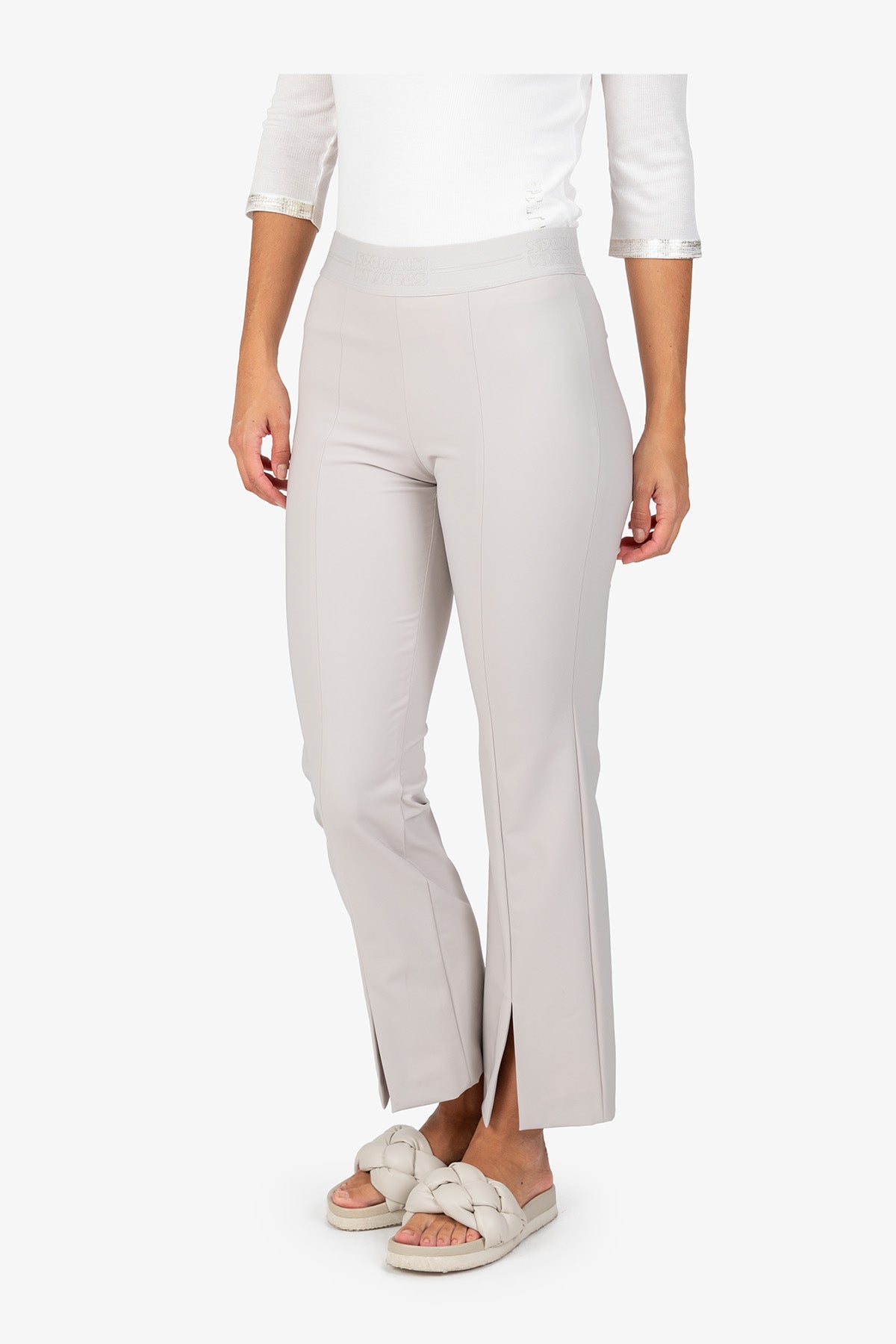 Logo印字鬆緊腰修身長褲