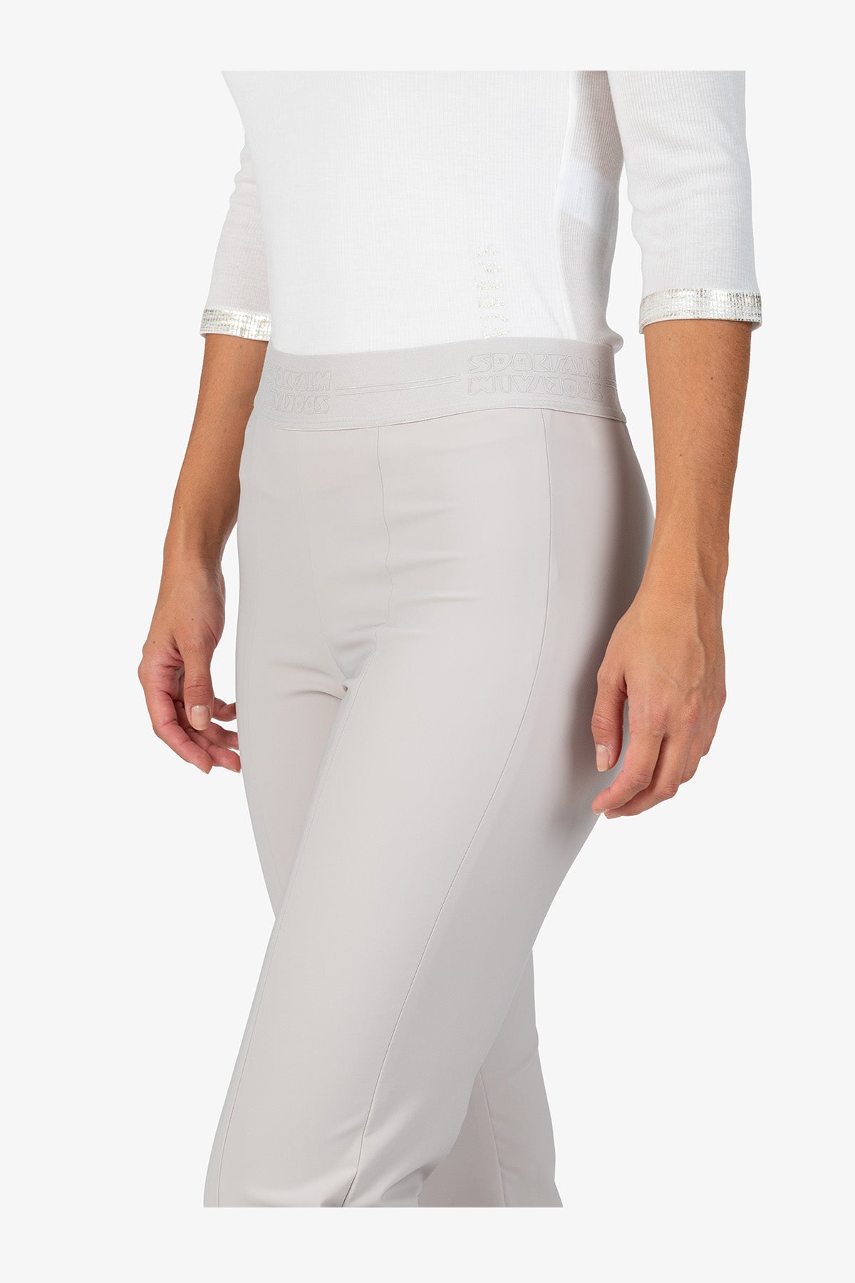 Logo印字鬆緊腰修身長褲