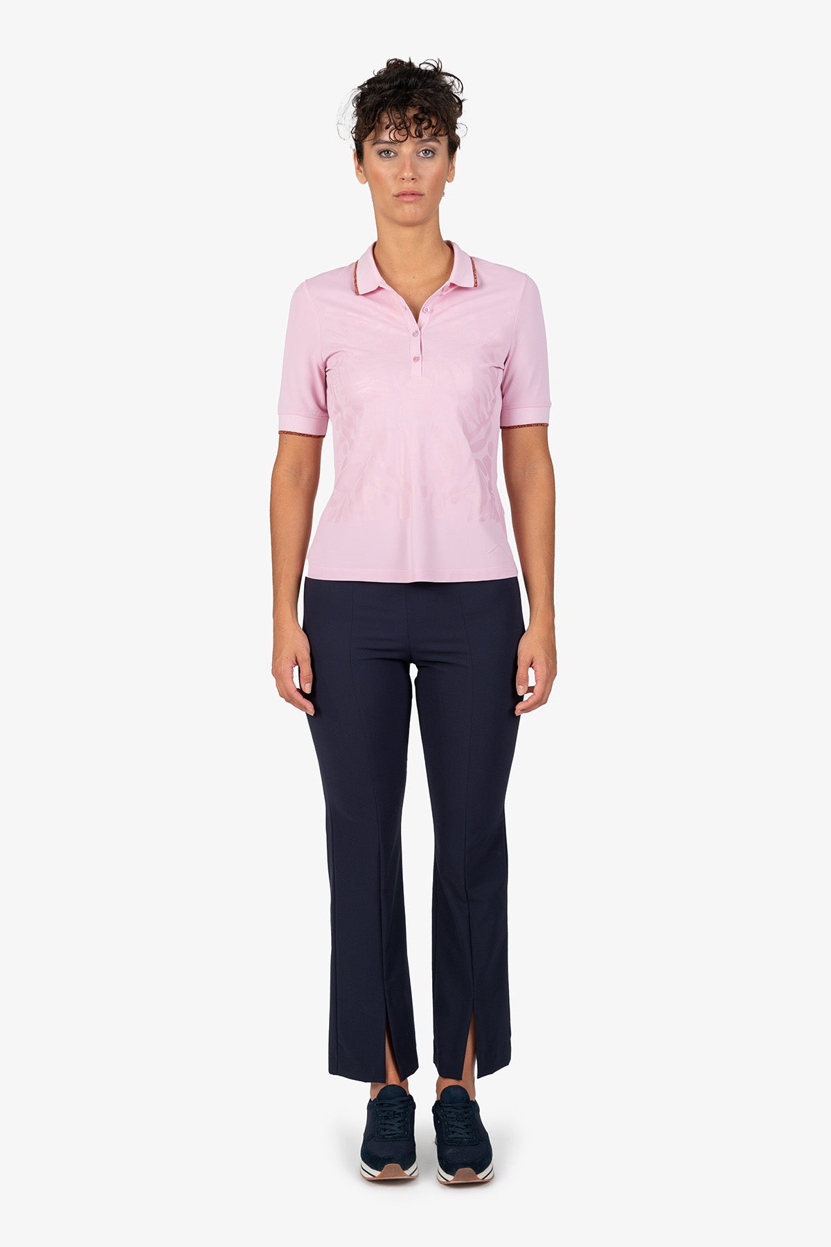 Logo印字鬆緊腰修身長褲