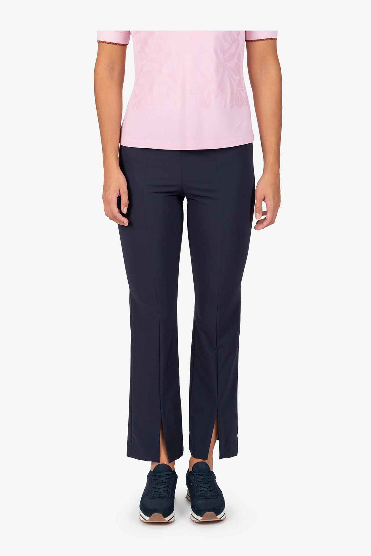 Logo印字鬆緊腰修身長褲