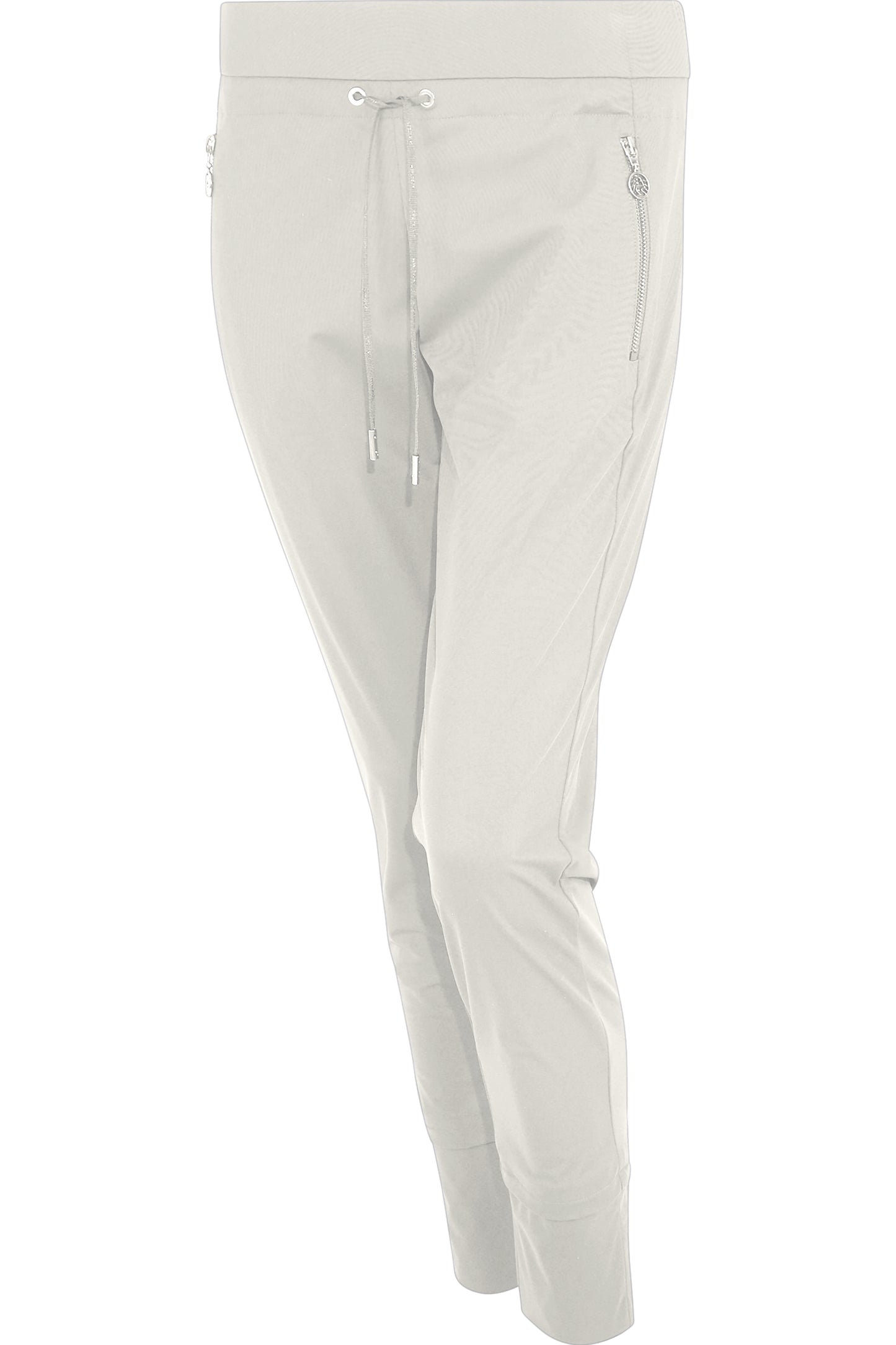 鬆緊腰拉鏈口袋休閒長褲