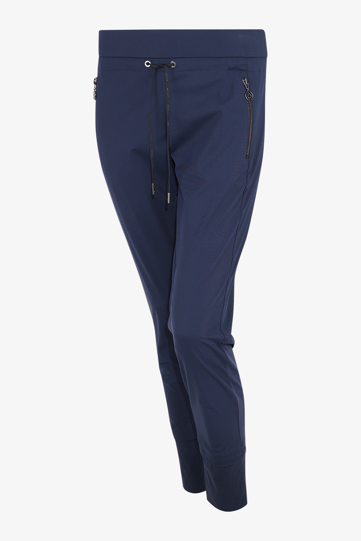 鬆緊腰拉鏈口袋休閒長褲