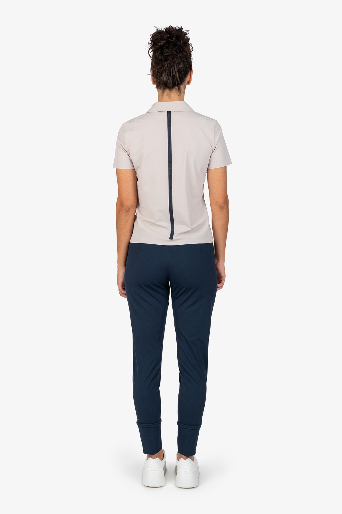 鬆緊腰拉鏈口袋休閒長褲