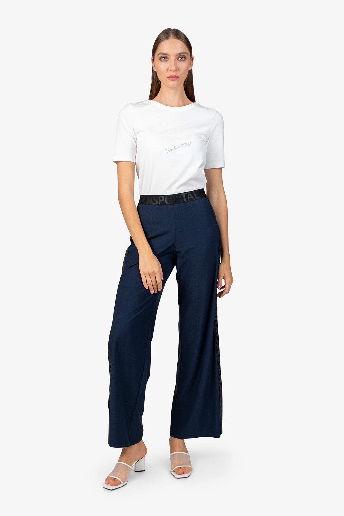 側飾邊闊腿長褲