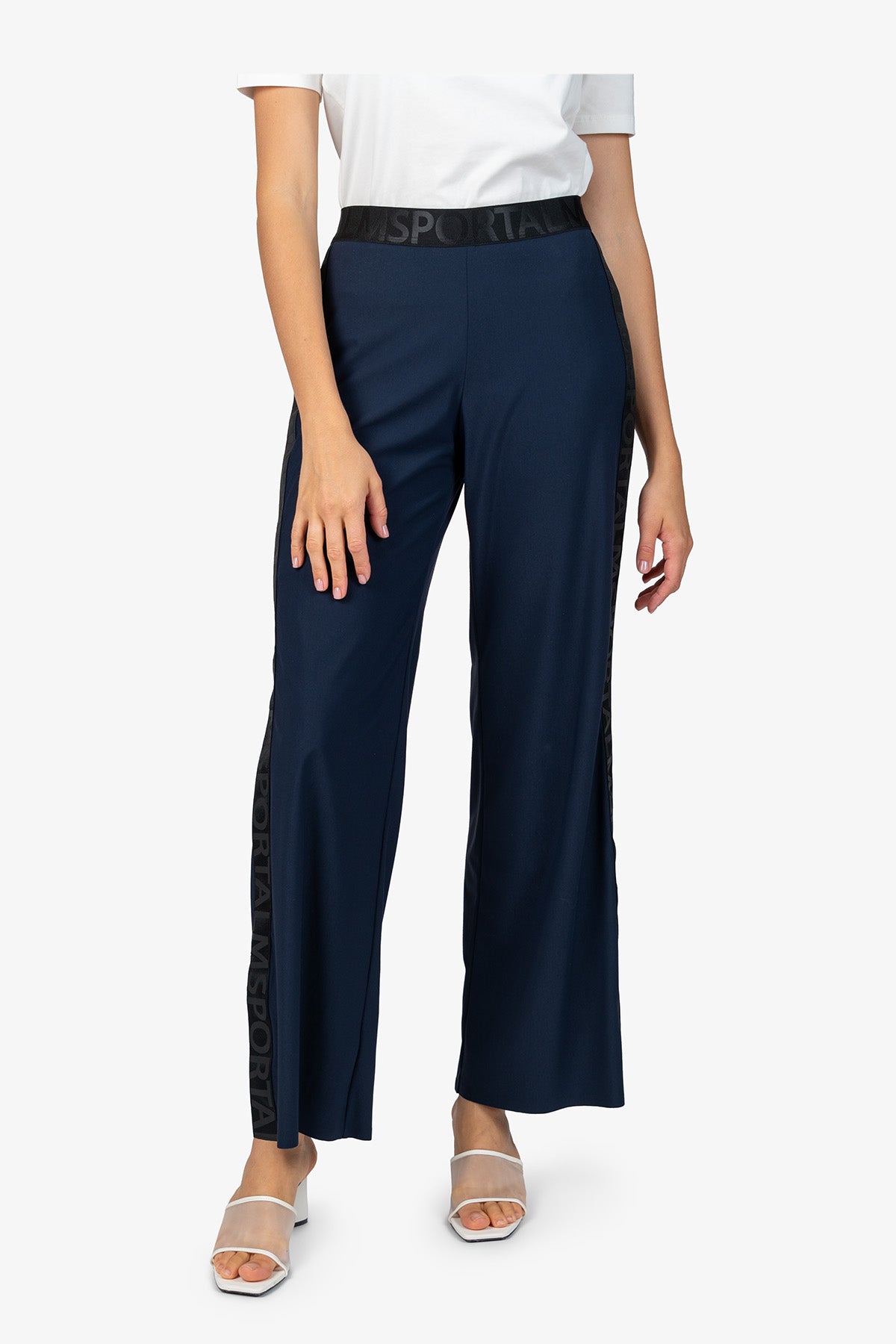 側飾邊闊腿長褲