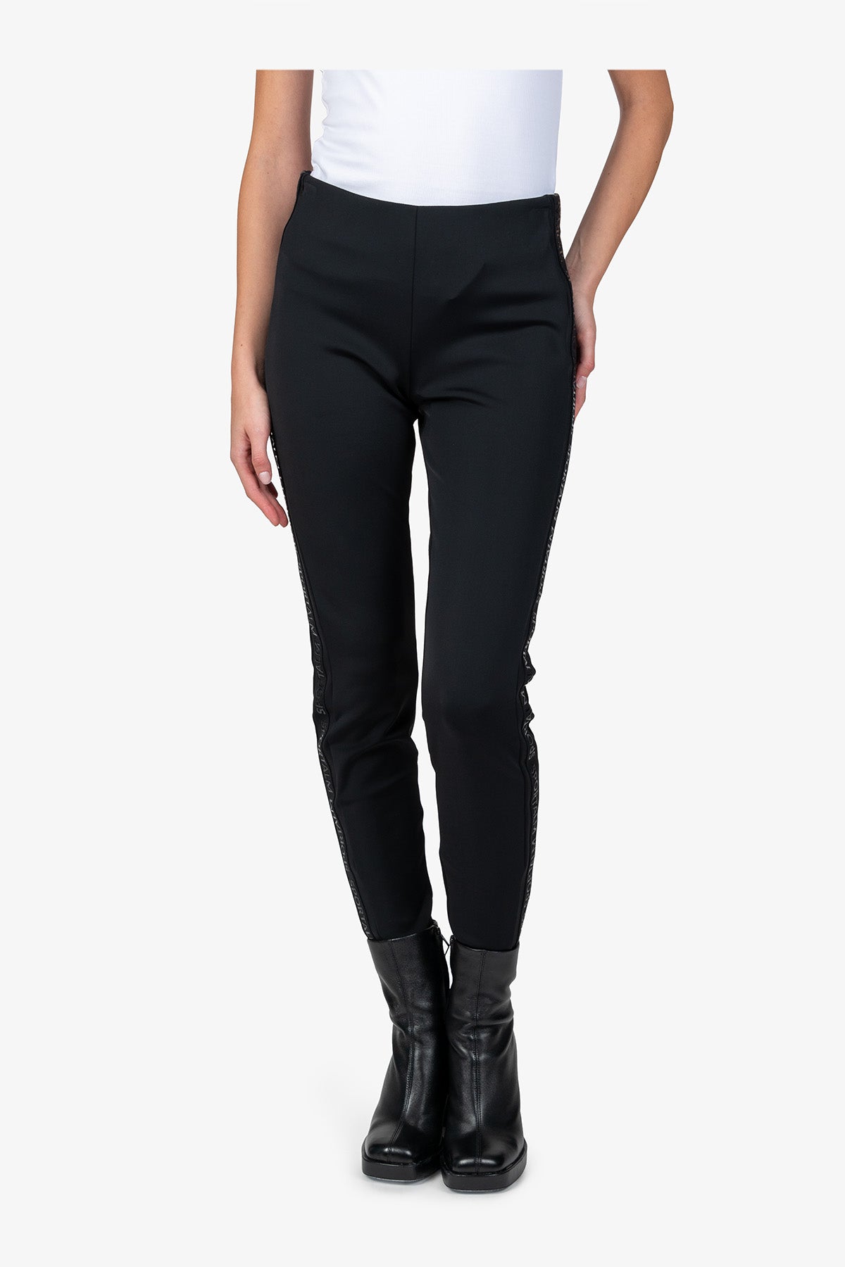 Logo印字側飾邊修身長褲