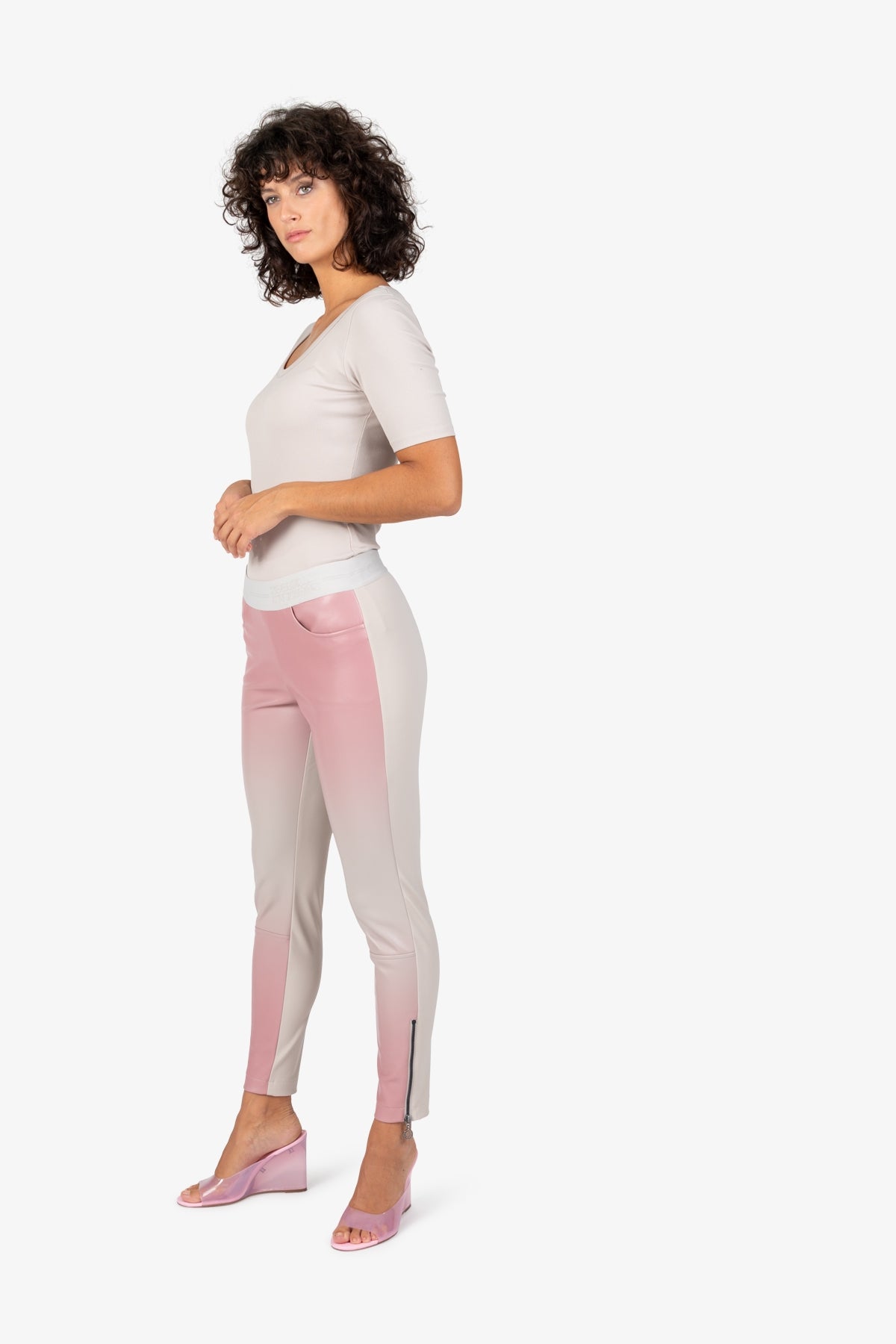 Logo鬆緊腰漸變沙拉鏈裝飾休閒褲