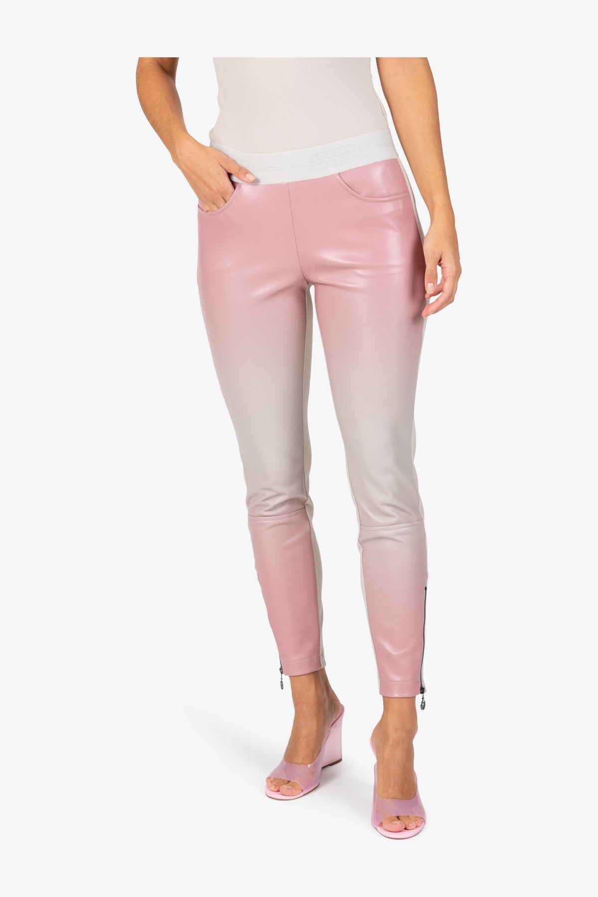 Logo鬆緊腰漸變沙拉鏈裝飾休閒褲