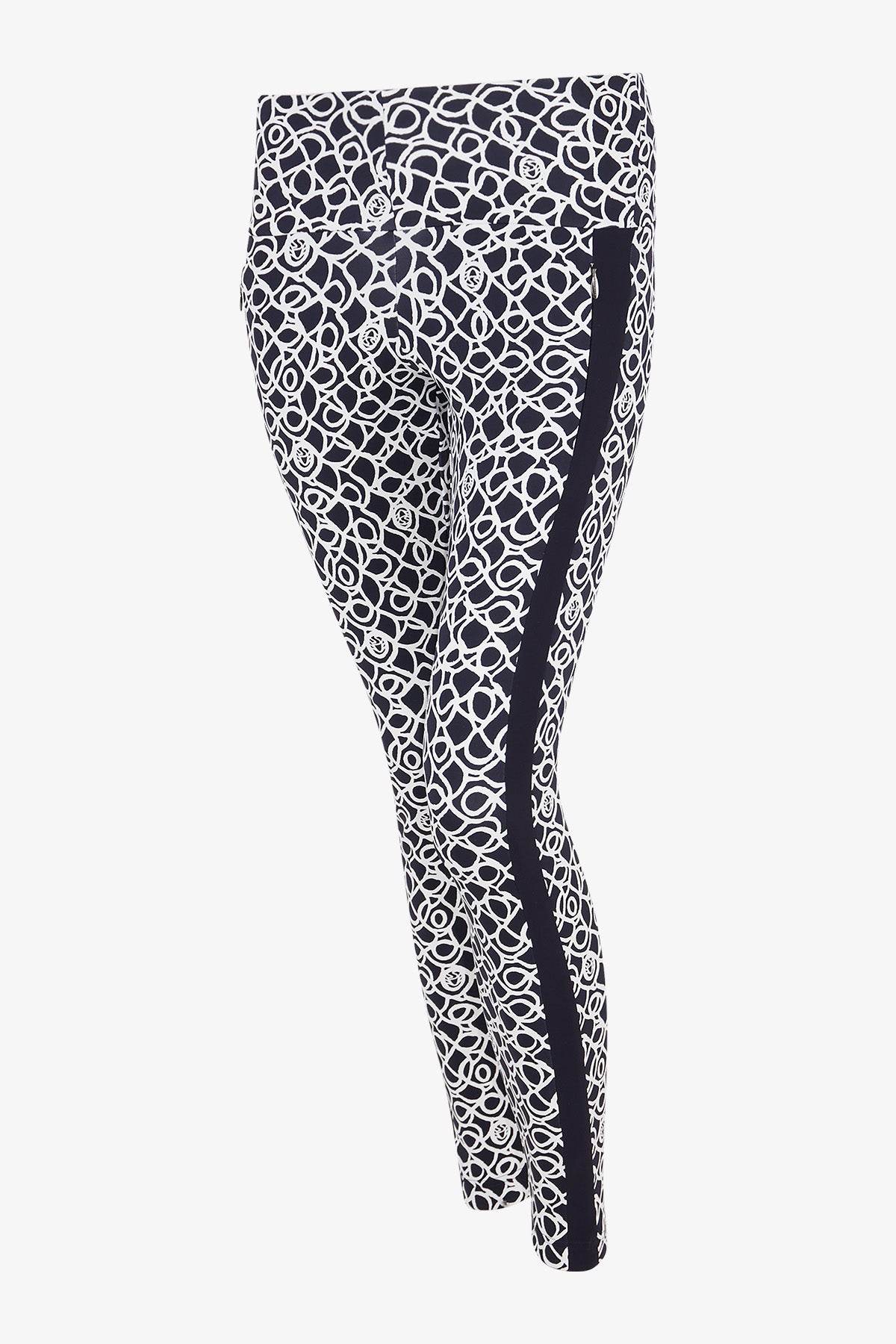 撞色条纹饰边Logo图案紧身裤