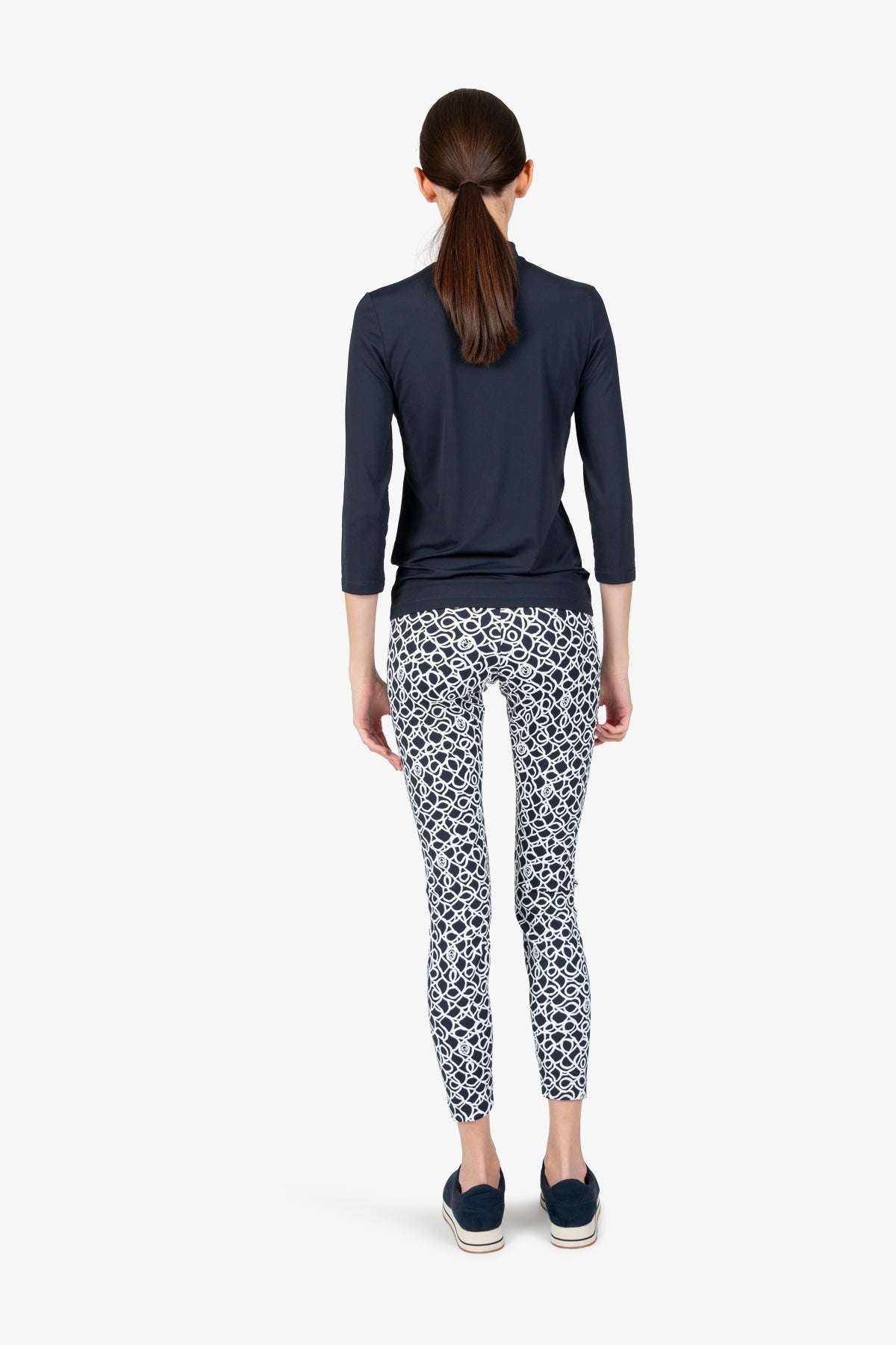 撞色条纹饰边Logo图案紧身裤