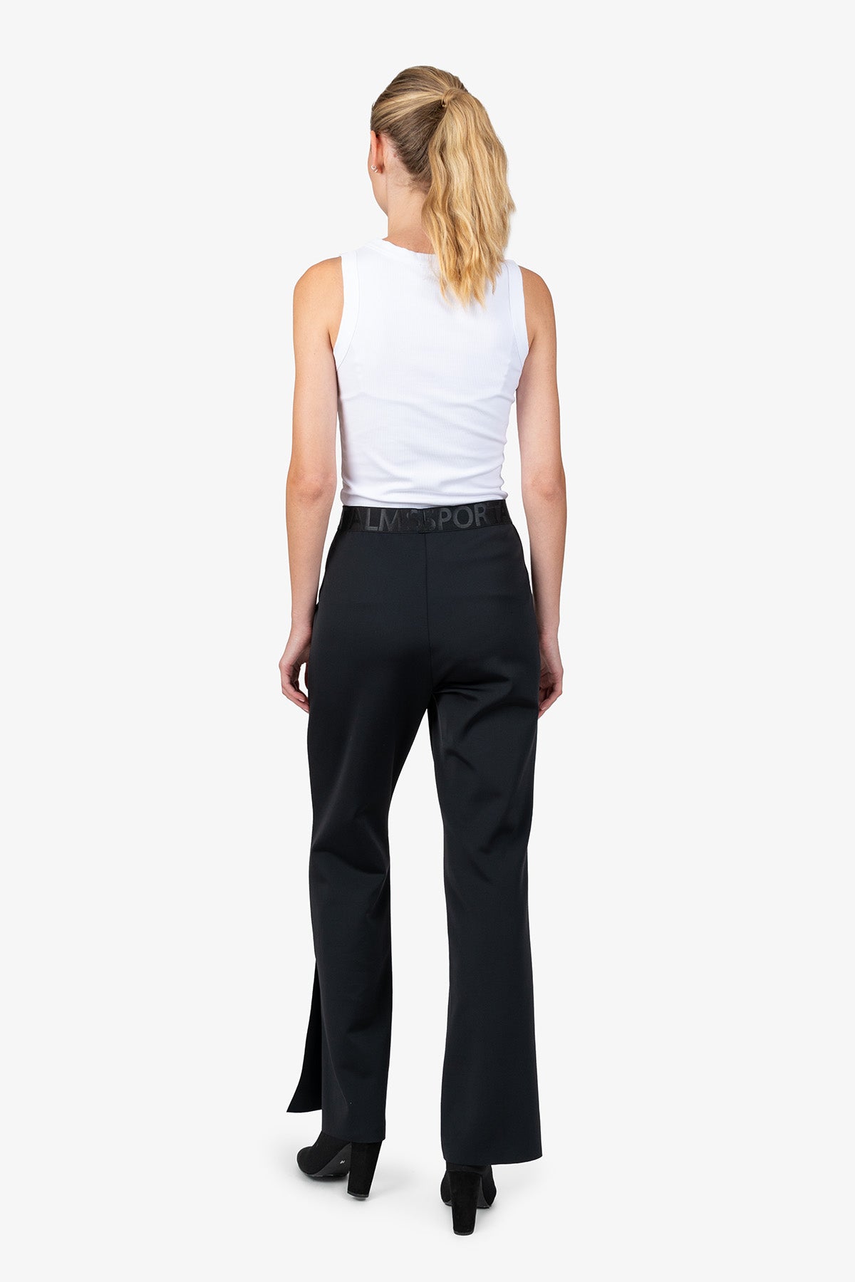 Logo印字鬆緊腰微喇長褲