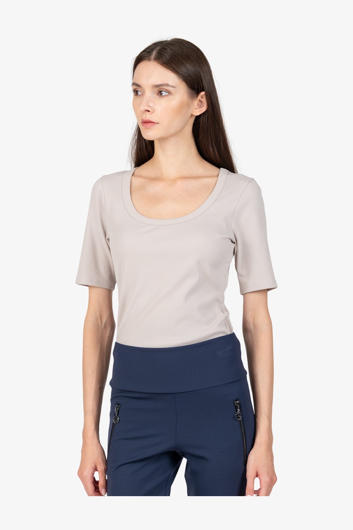 豹紋側飾邊拉鏈口袋緊身褲