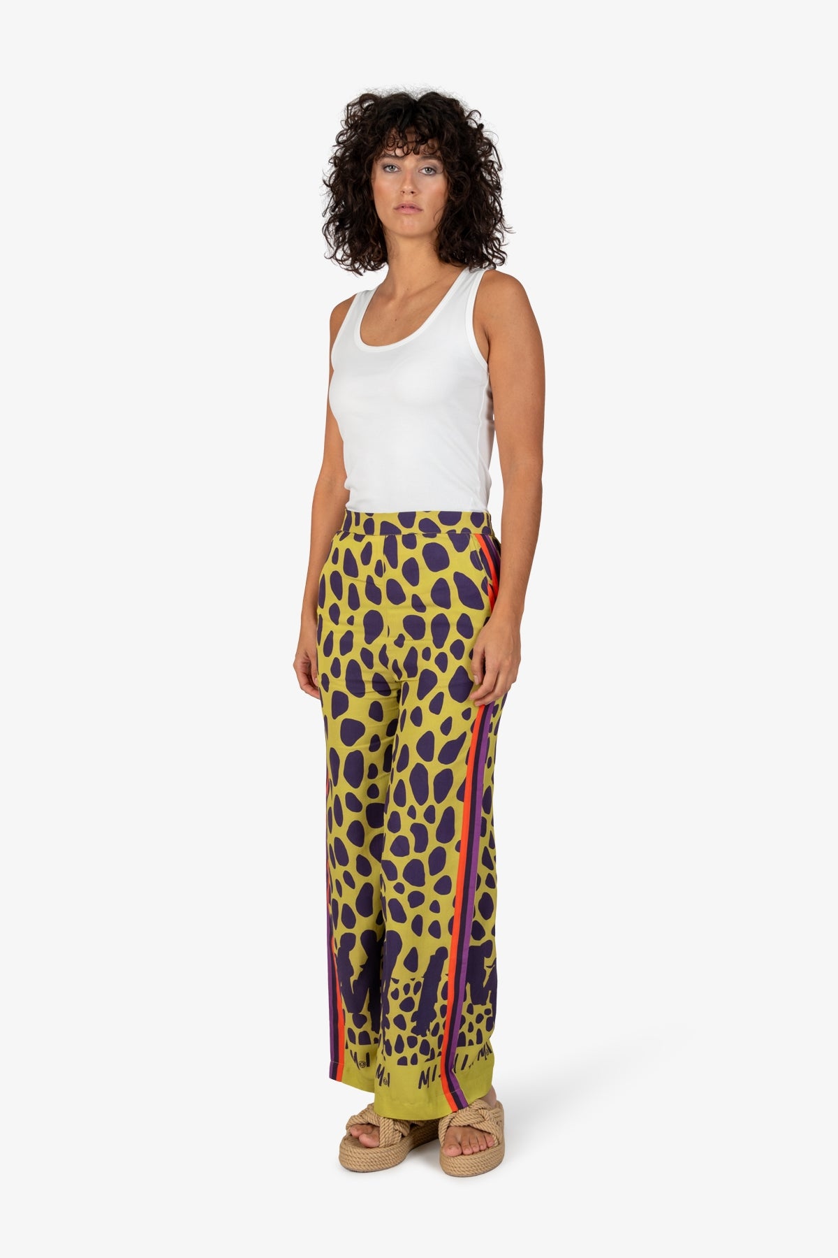 豹紋印花闊腿褲