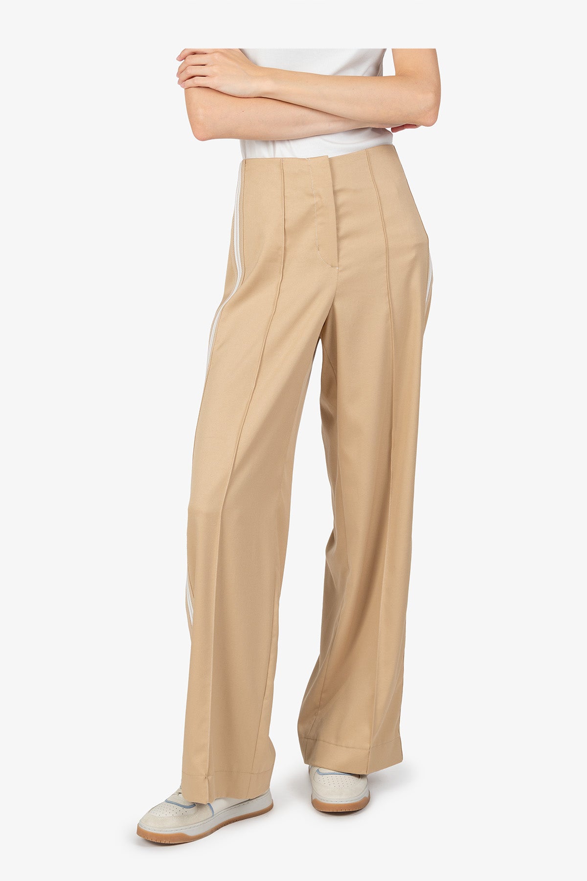 針織側飾邊闊腿長褲