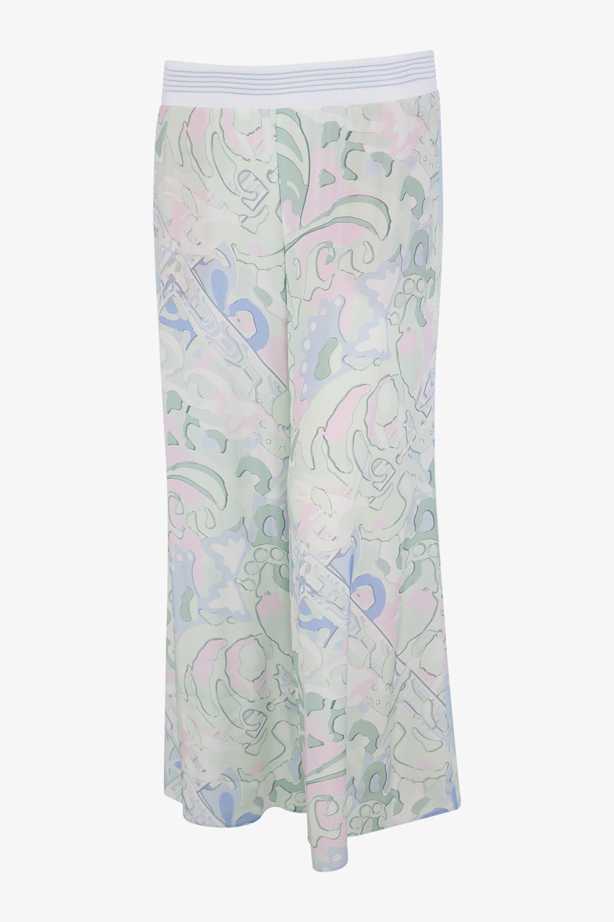 鬆緊腰印花闊腿長褲