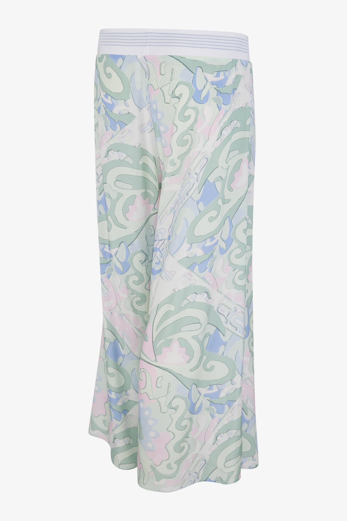 鬆緊腰印花闊腿長褲