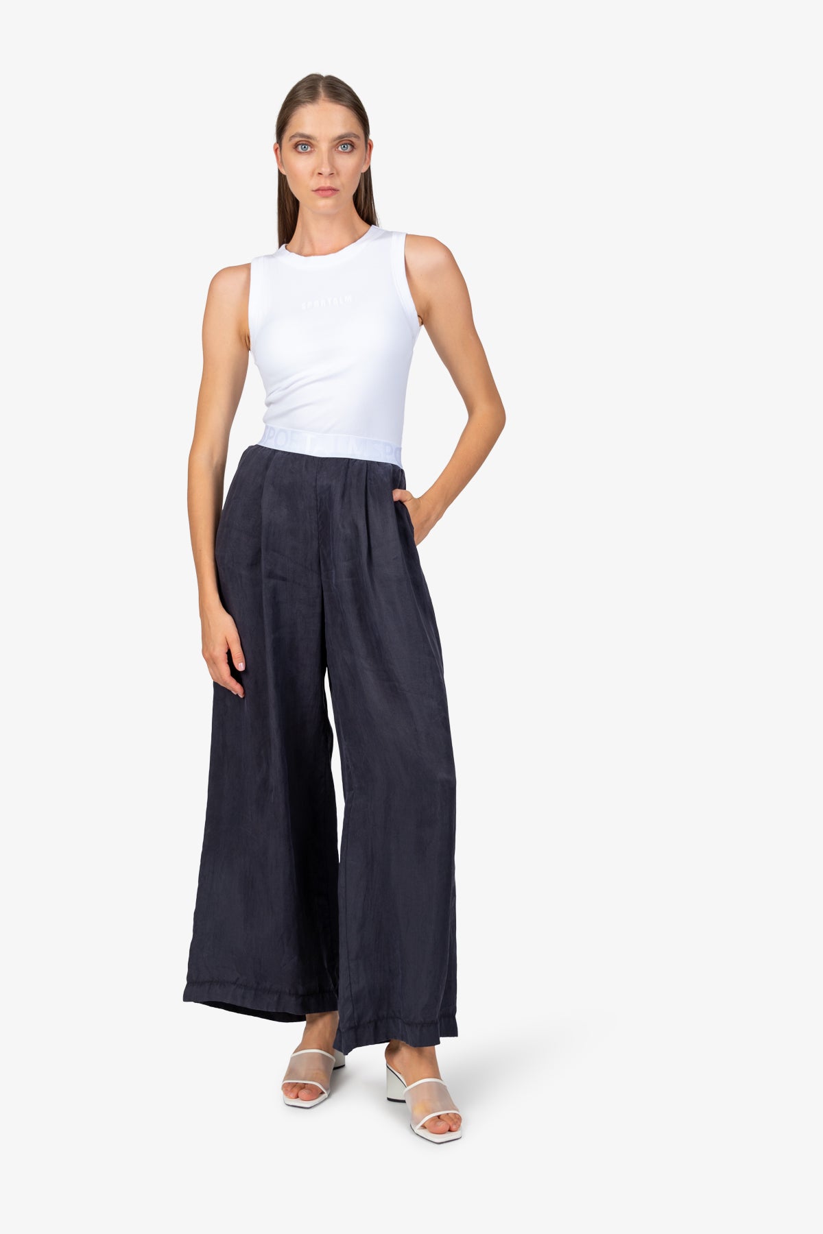 鬆緊腰闊腿長褲