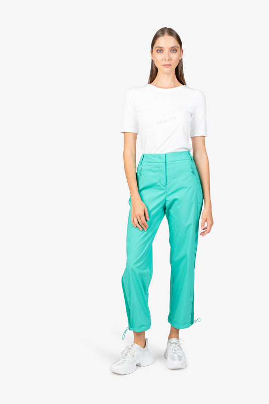 抽繩褲腳針織側飾邊休閒長褲