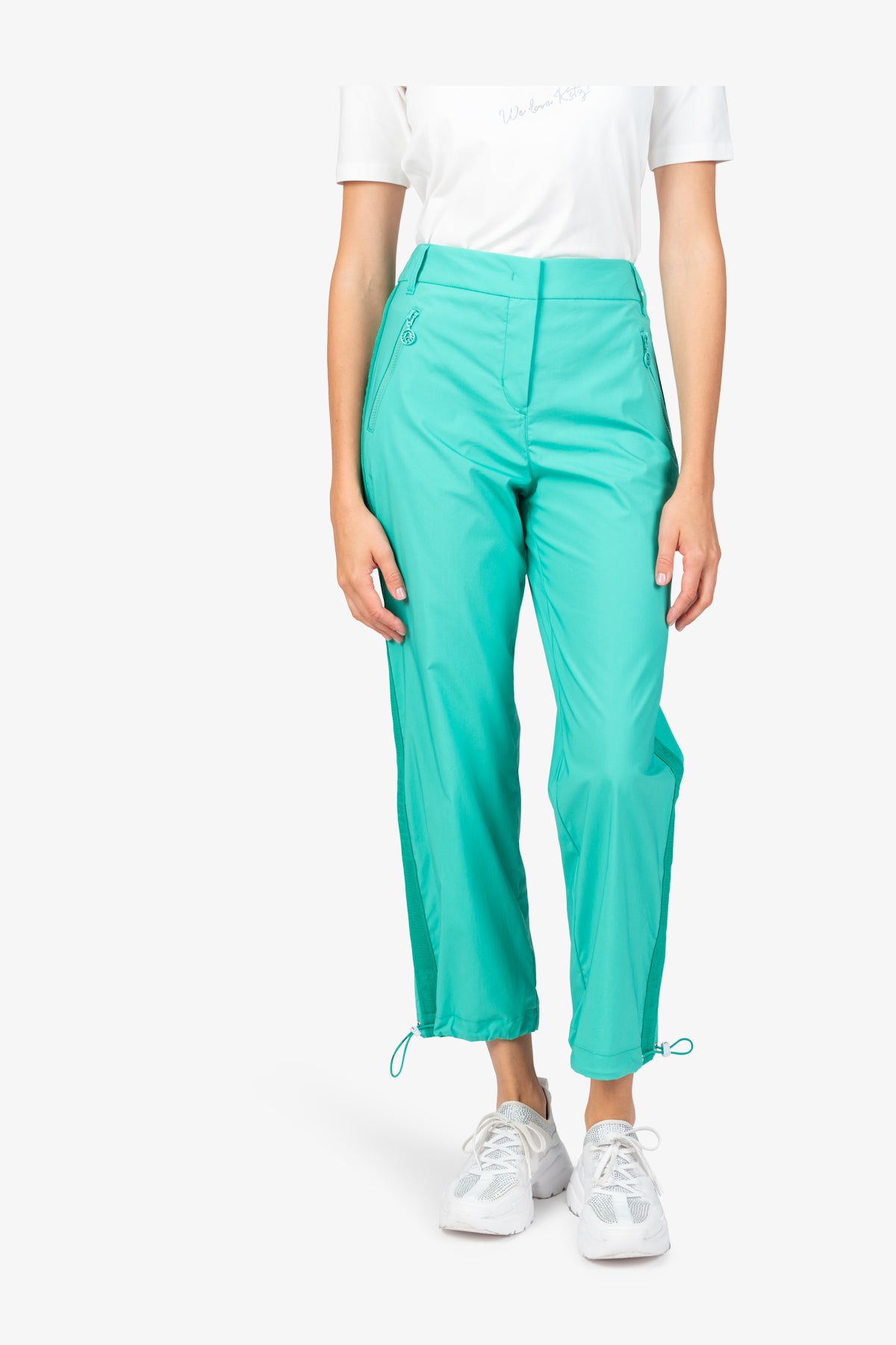 抽繩褲腳針織側飾邊休閒長褲