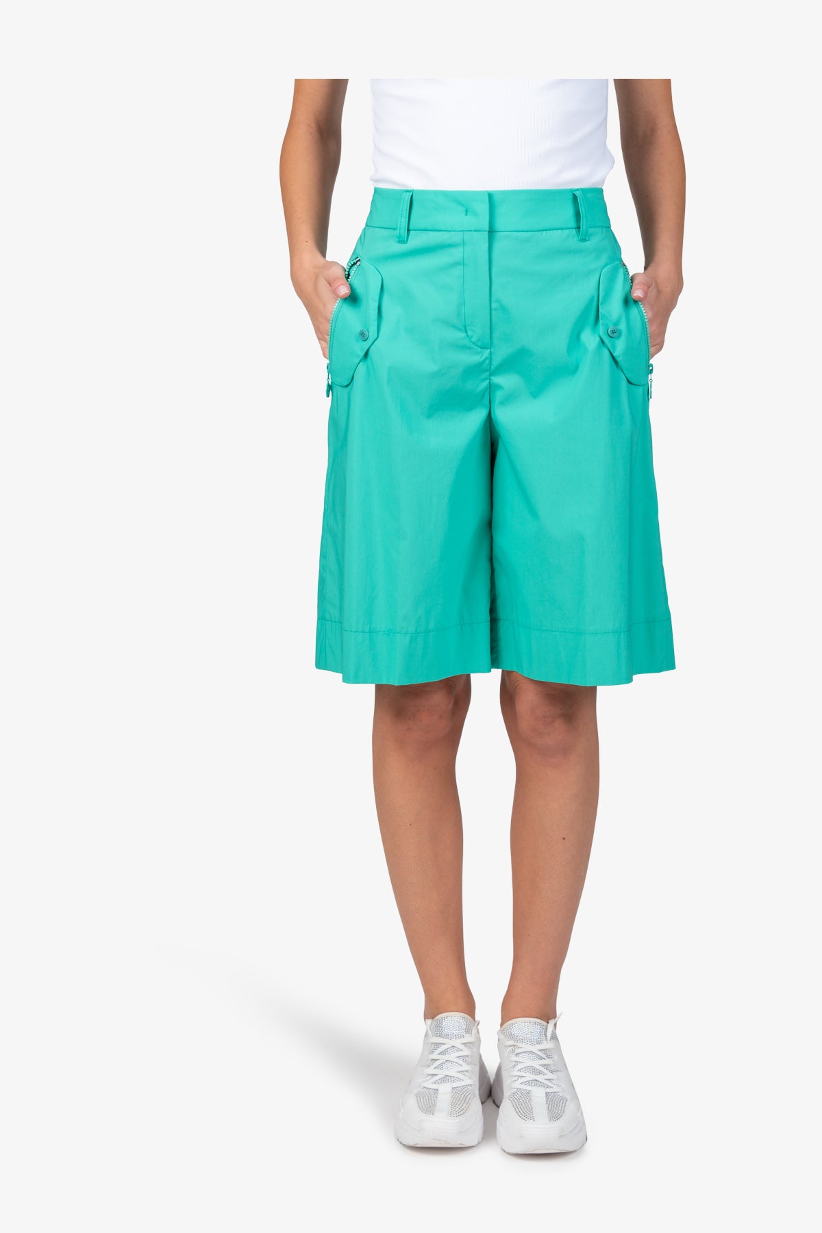 翻盖拉链口袋休闲短裤