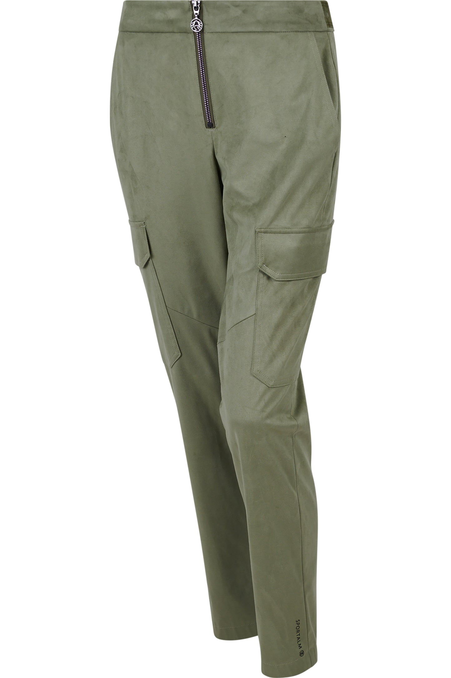 拉鏈腰翻蓋大口袋修身長褲