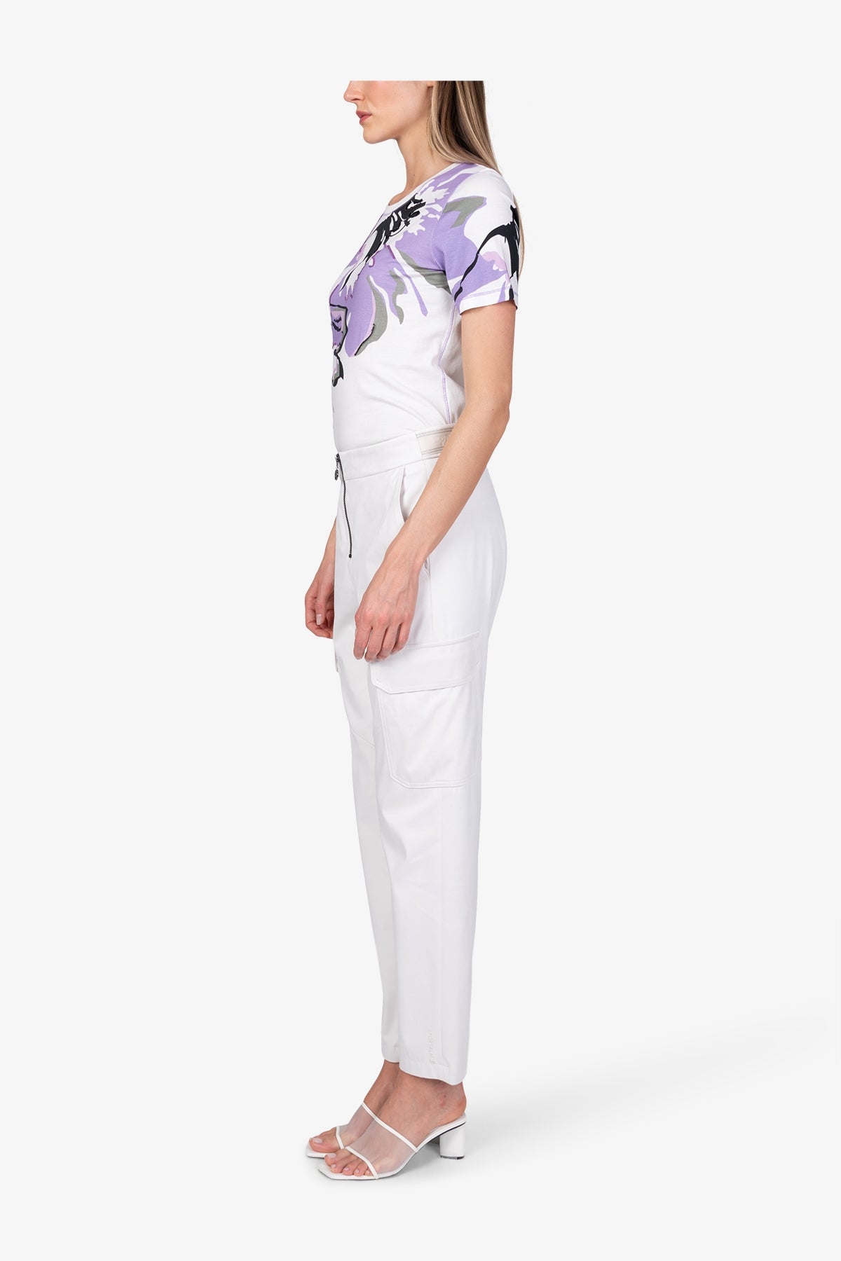 拉鏈腰翻蓋大口袋修身長褲