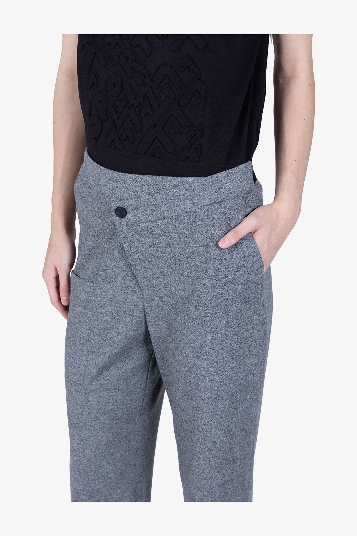 不對稱腰闊腿長褲