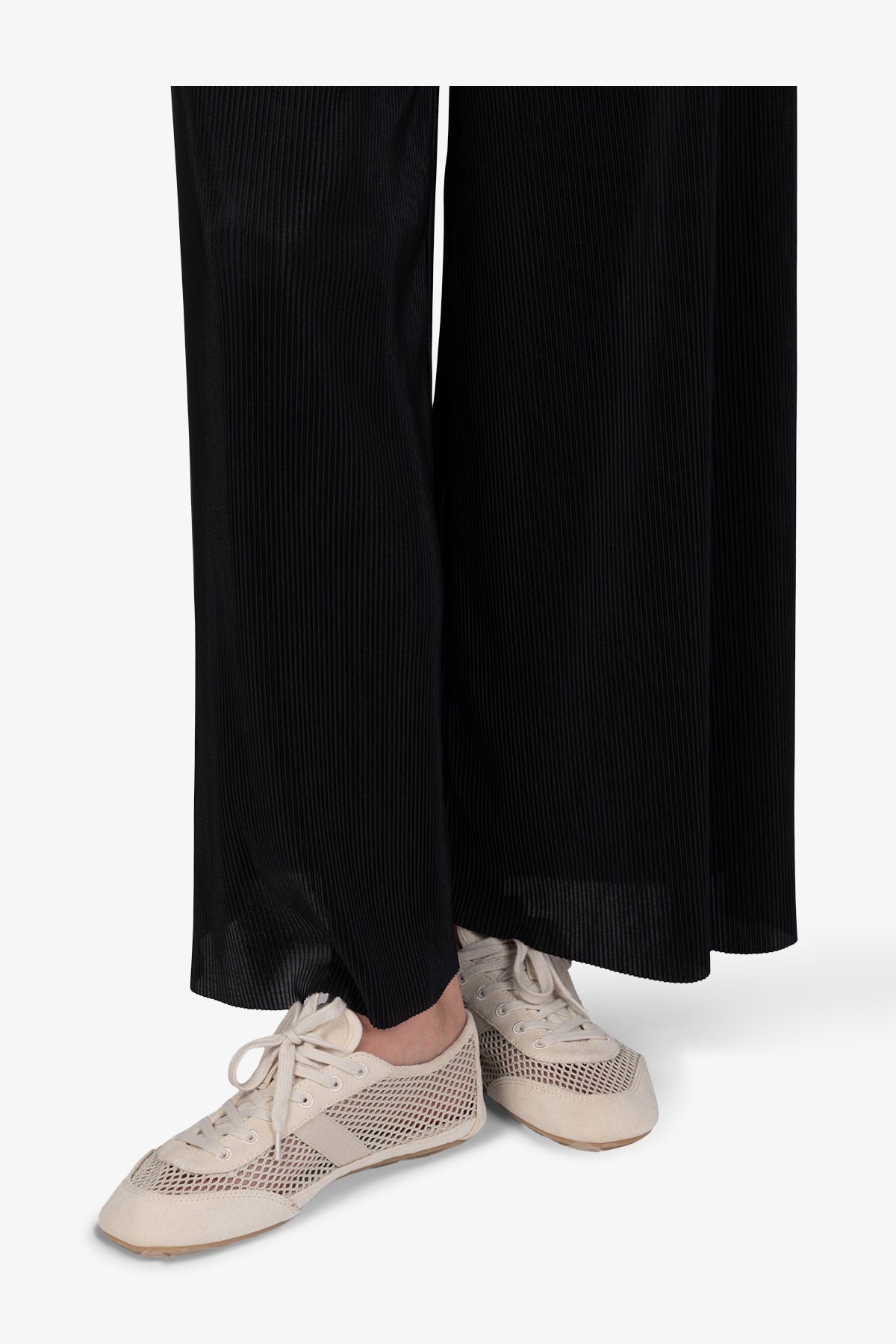 鬆緊腰褶皺面料闊腿褲