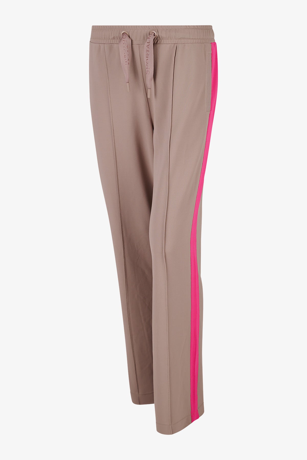 抽繩鬆緊腰撞色側飾邊闊腿褲