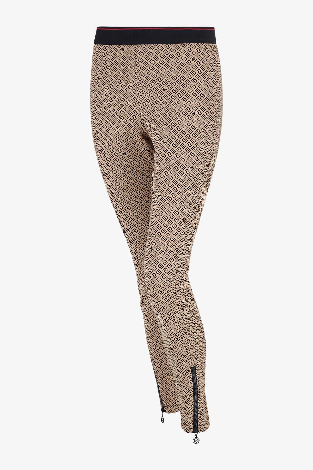 幾何提花圖案鬆緊腰修身長褲