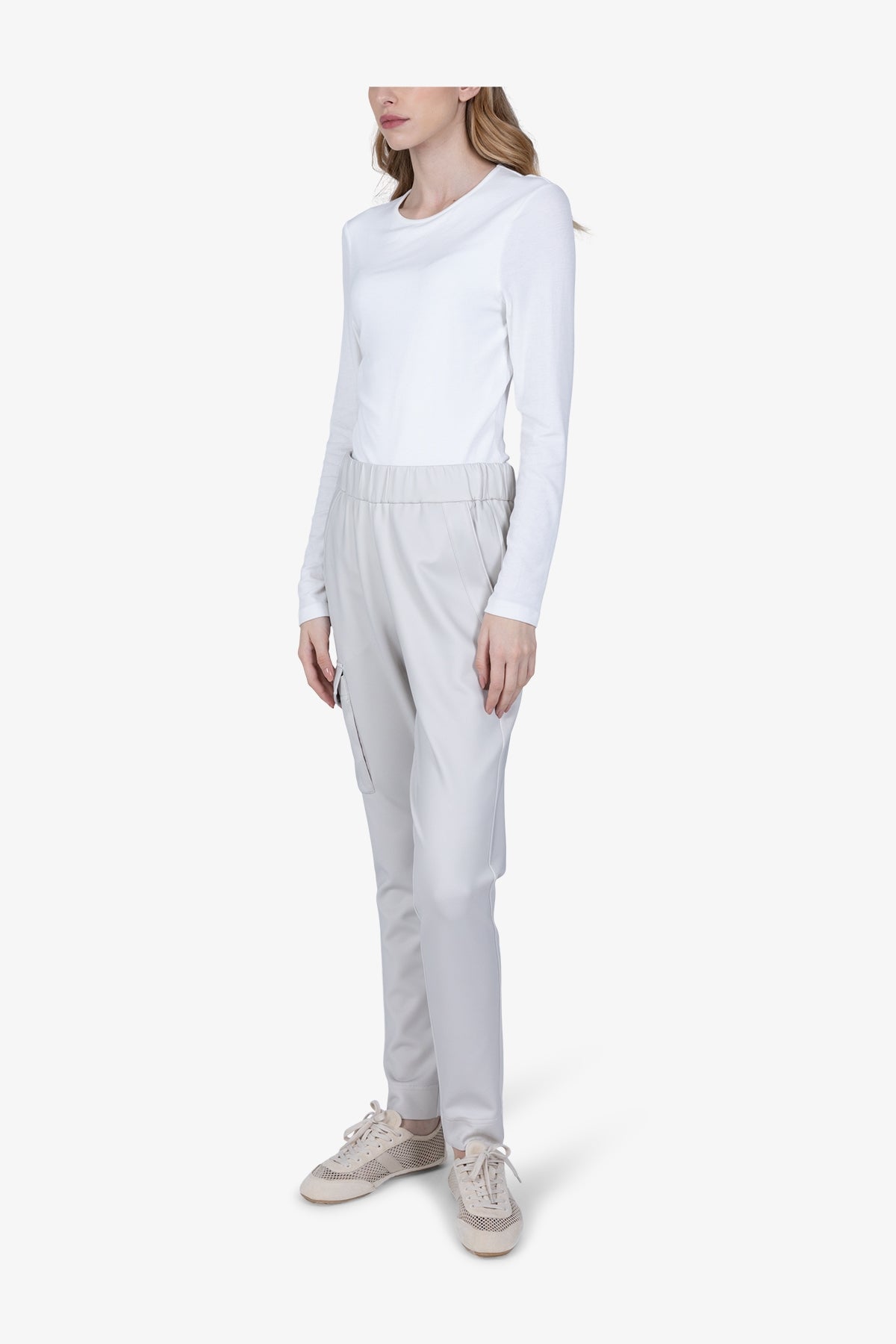 鬆緊腰豹紋印花翻蓋大口袋休閒褲