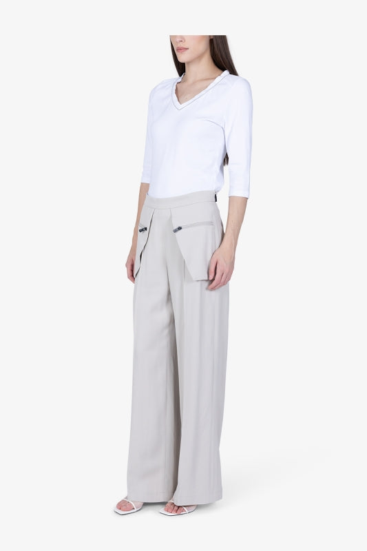 Casual Trousers with Piping