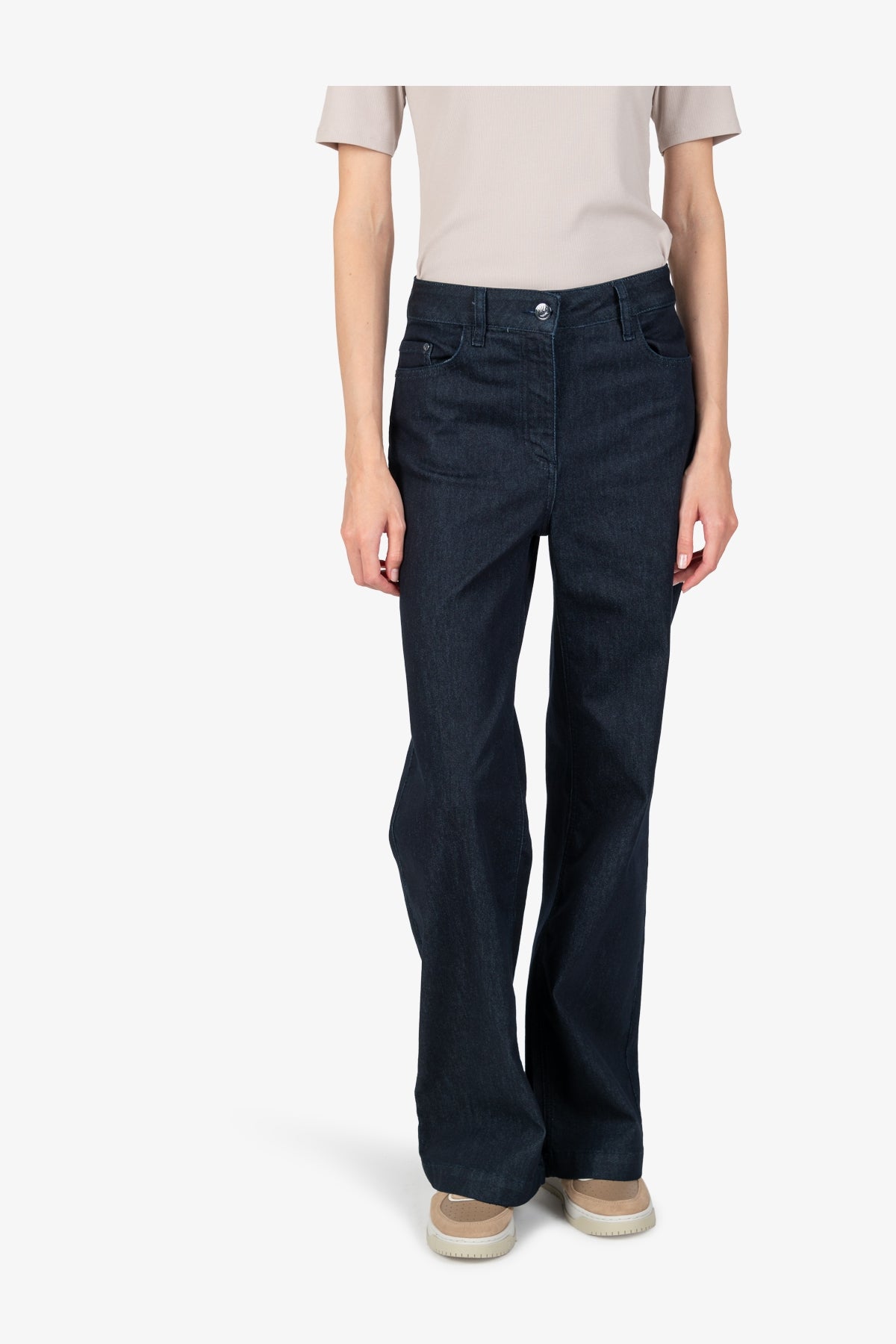 撞色刺繡圖案牛仔長褲