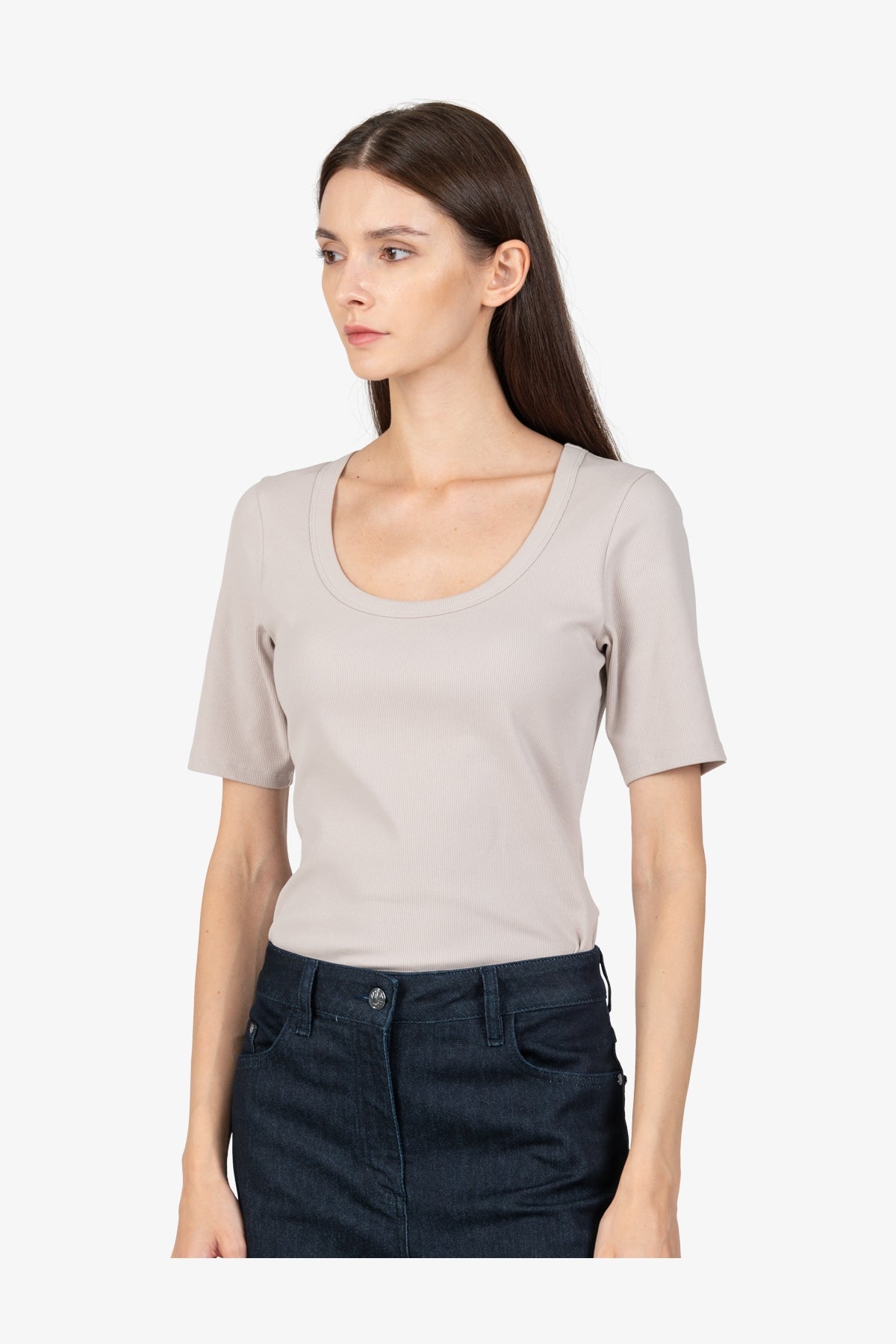 撞色刺繡圖案牛仔長褲