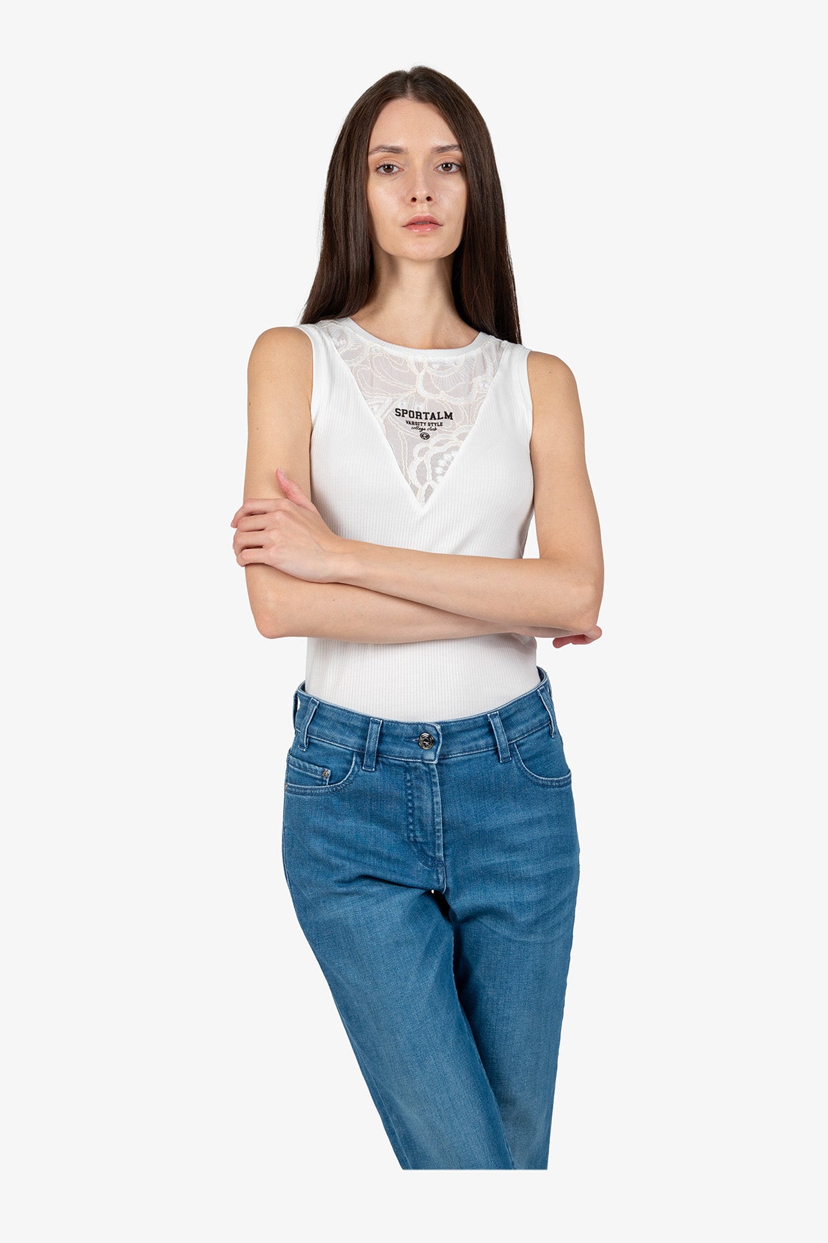 側開衩褲腳洗水牛仔褲