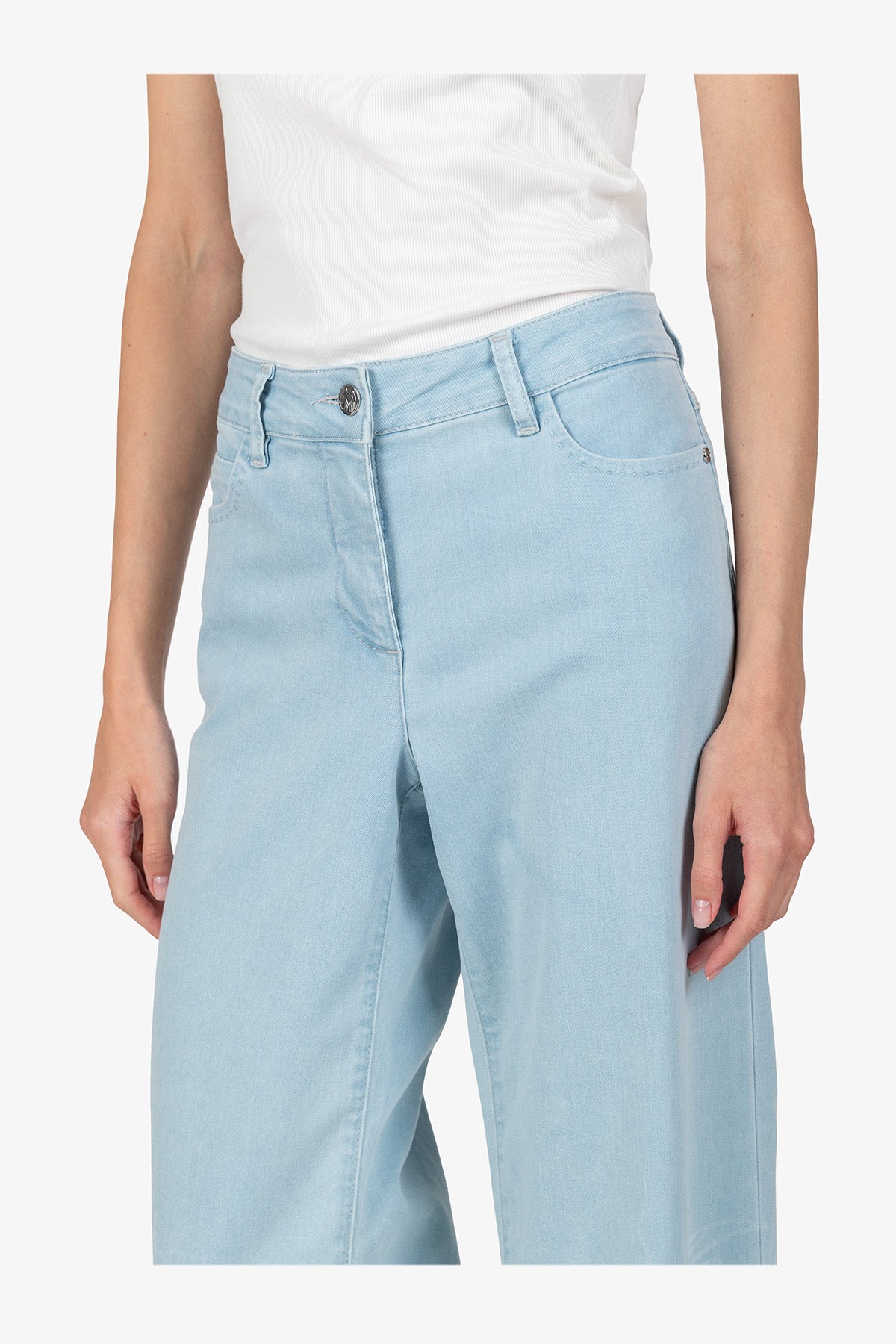 鐳射花型圖案牛仔長褲